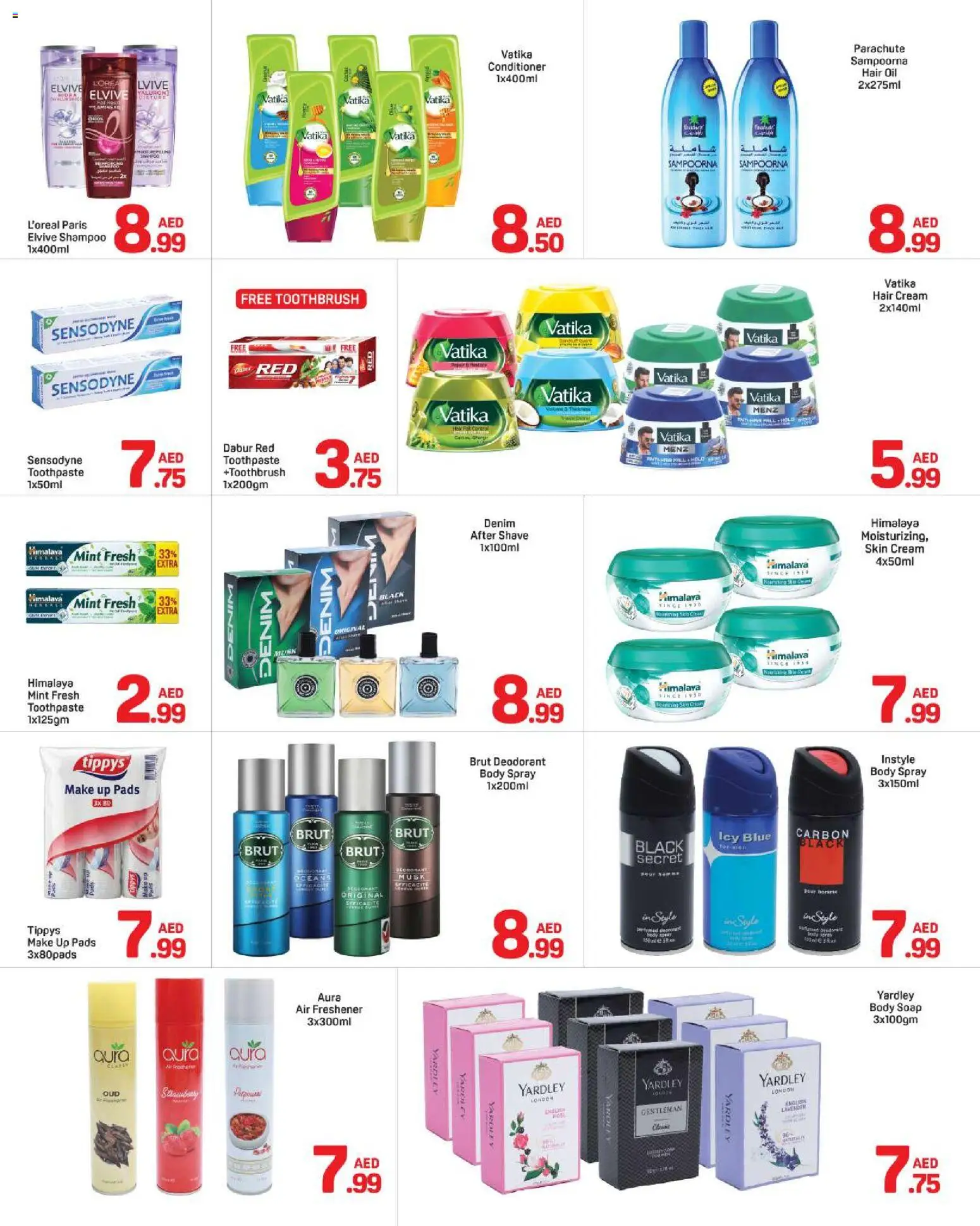 {H1} | Page: 3 | Products: Toothbrush, Soap, Air freshener, Hair oil