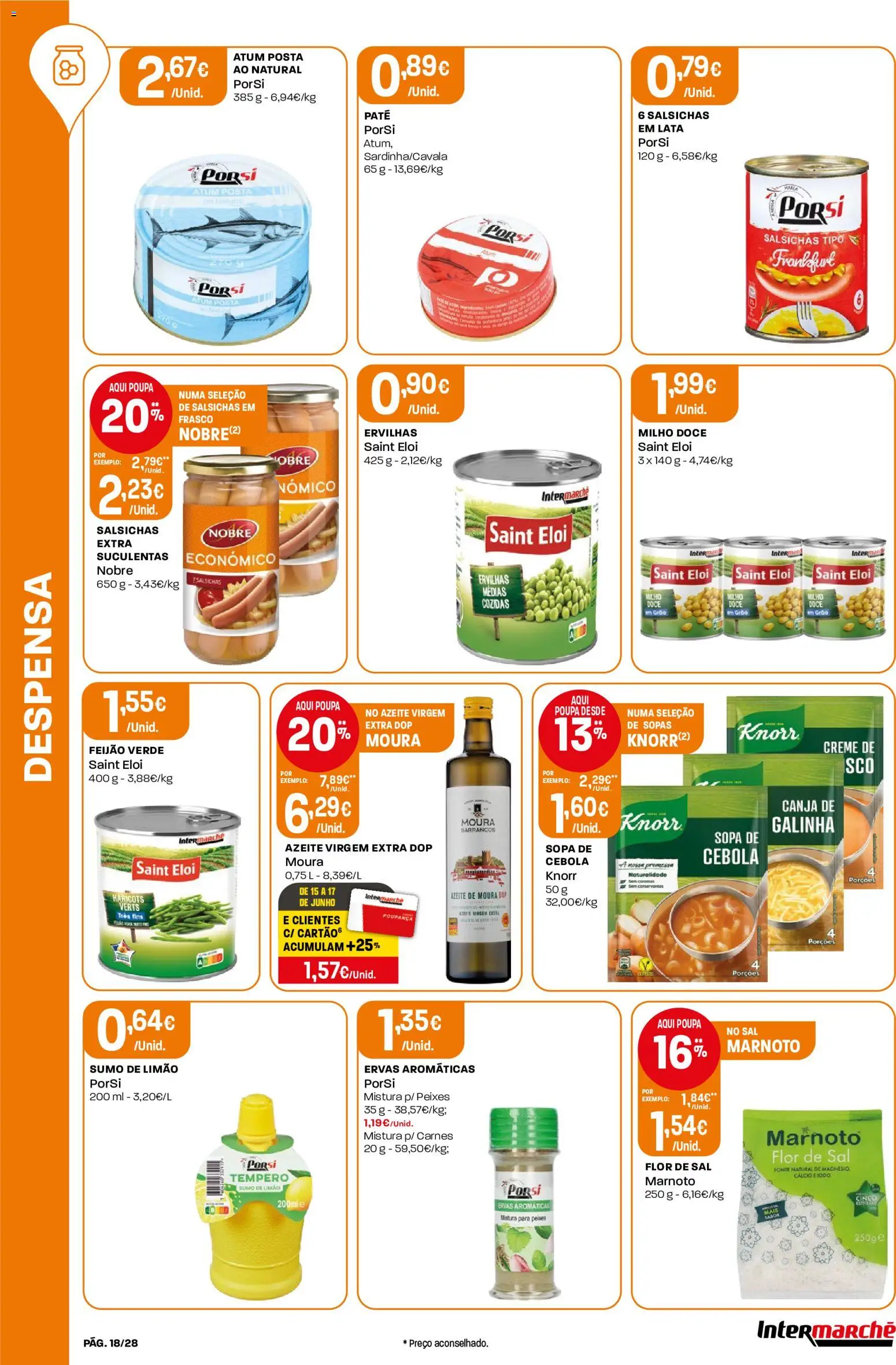 Intermarché Folheto Contact │ válido de 11.06.2026 | Página: 18 | Produtos: Azeite, Knorr, Sal, Sopa