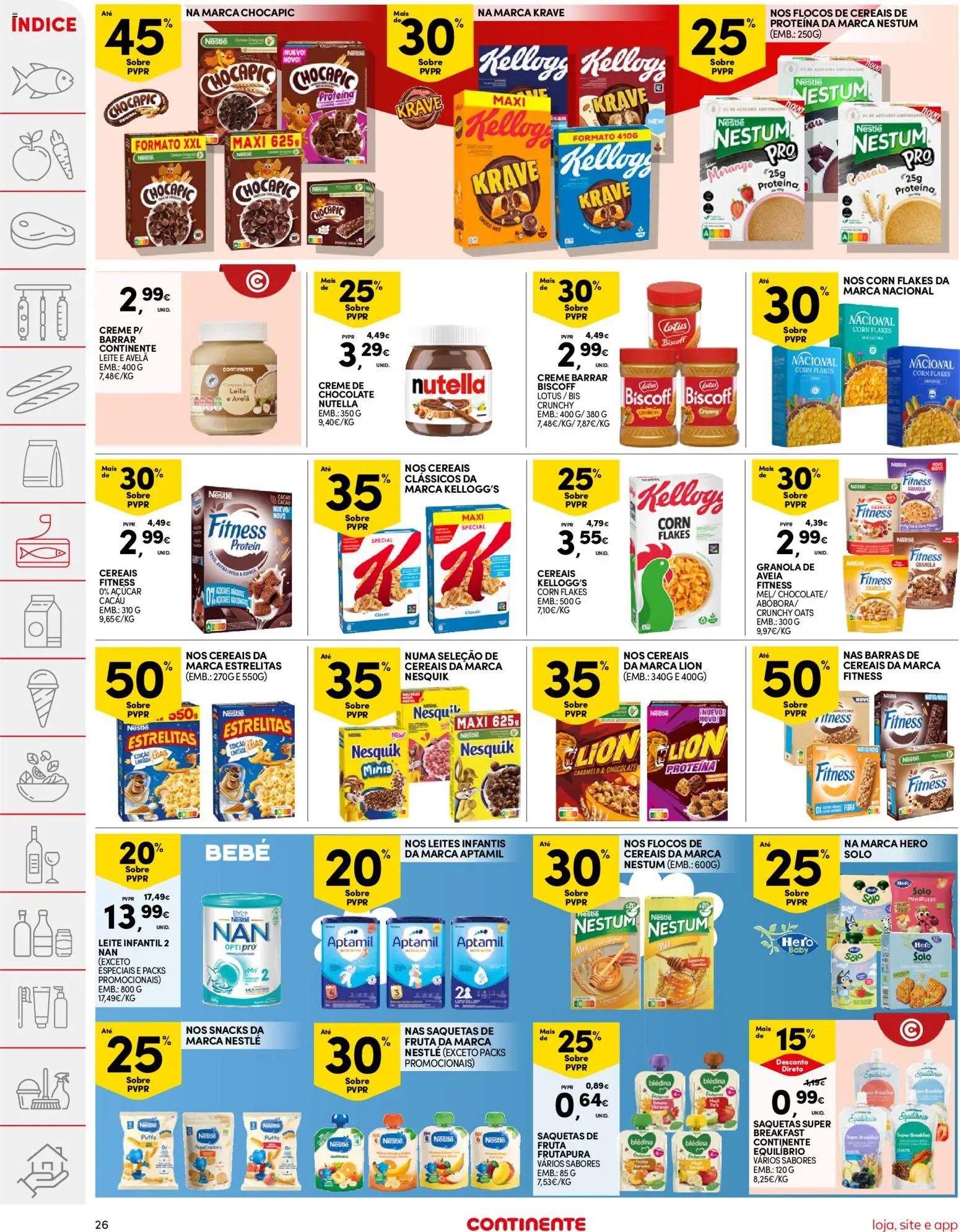 Continente folheto │ válido de 20/10/2026 | Página: 26 | Produtos: Nutella, Nestlé, Chocolate, Flocos