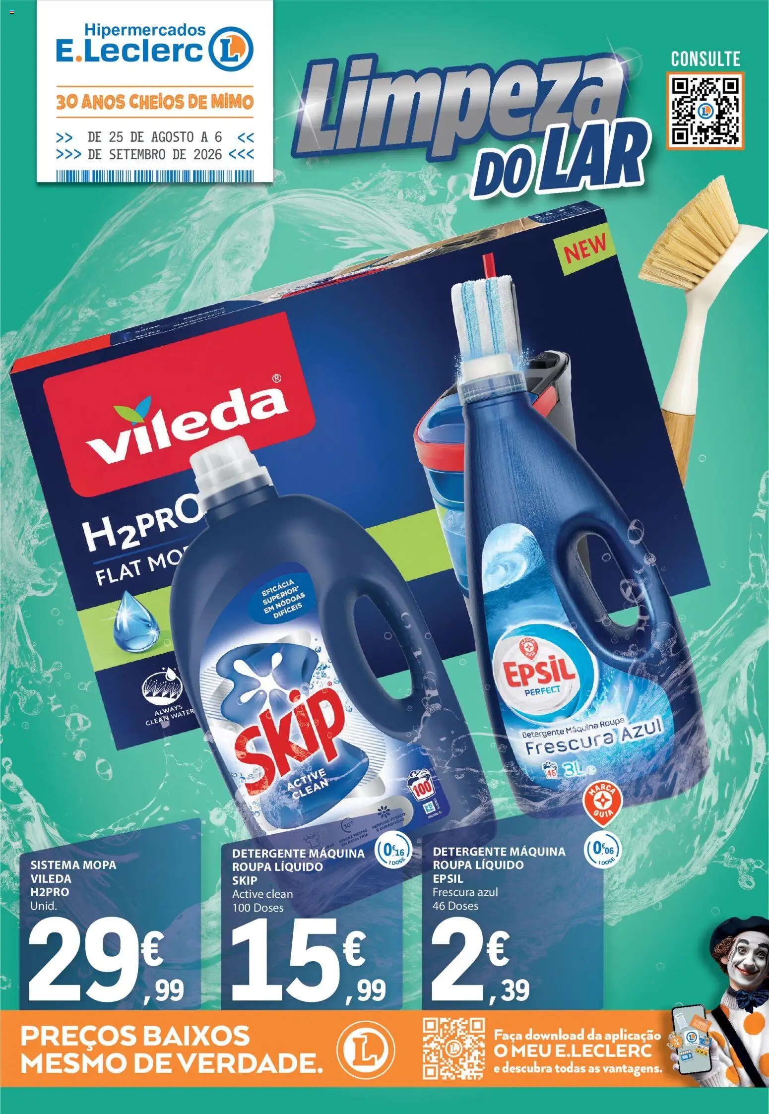 E.Leclerc - Folheto Limpeza do Lar │ válido de 25/08/2026 | Página: 1 | Produtos: Agua, Faca, Perfume, Detergente
