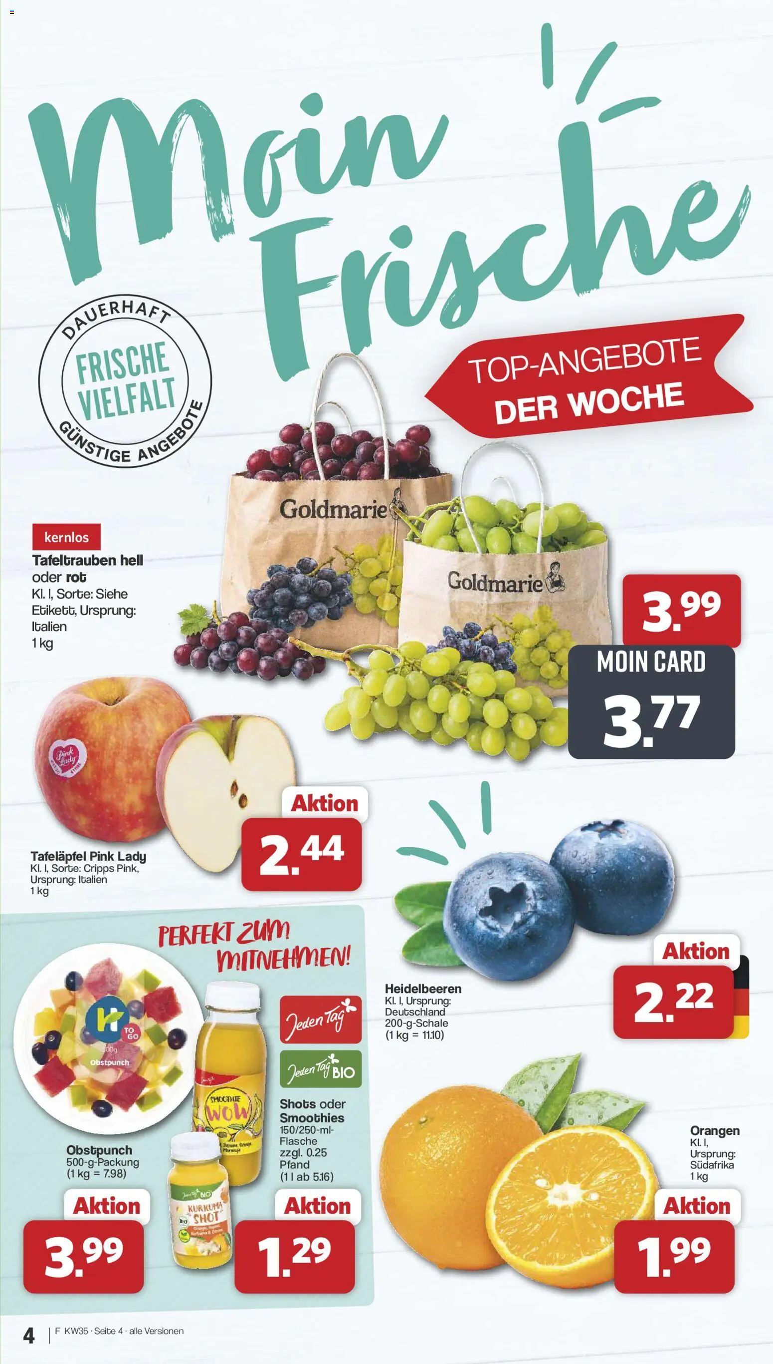 Famila Nordwest Prospekt – gültig ab 23.08.2026 | Seite: 4 | Produkte: Orangen, Heidelbeeren