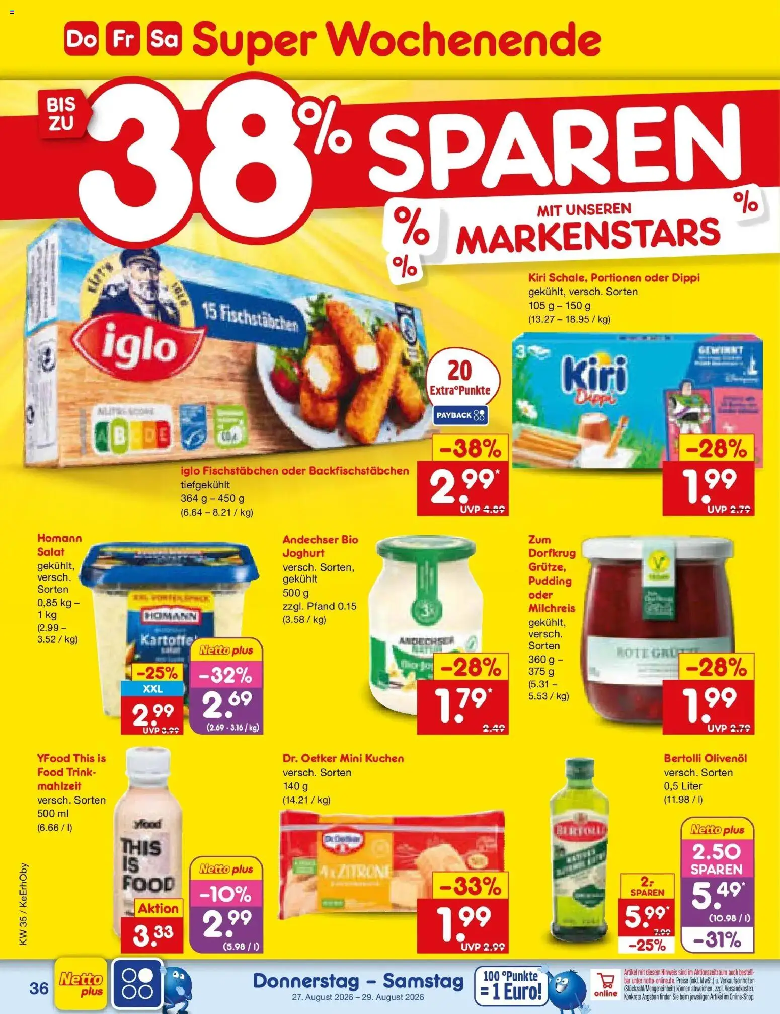 Netto Marken-Discount Prospekt Mauern – gültig ab 24.08.2026 | Seite: 50 | Produkte: Joghurt, YFood, Fischstabchen, Salat