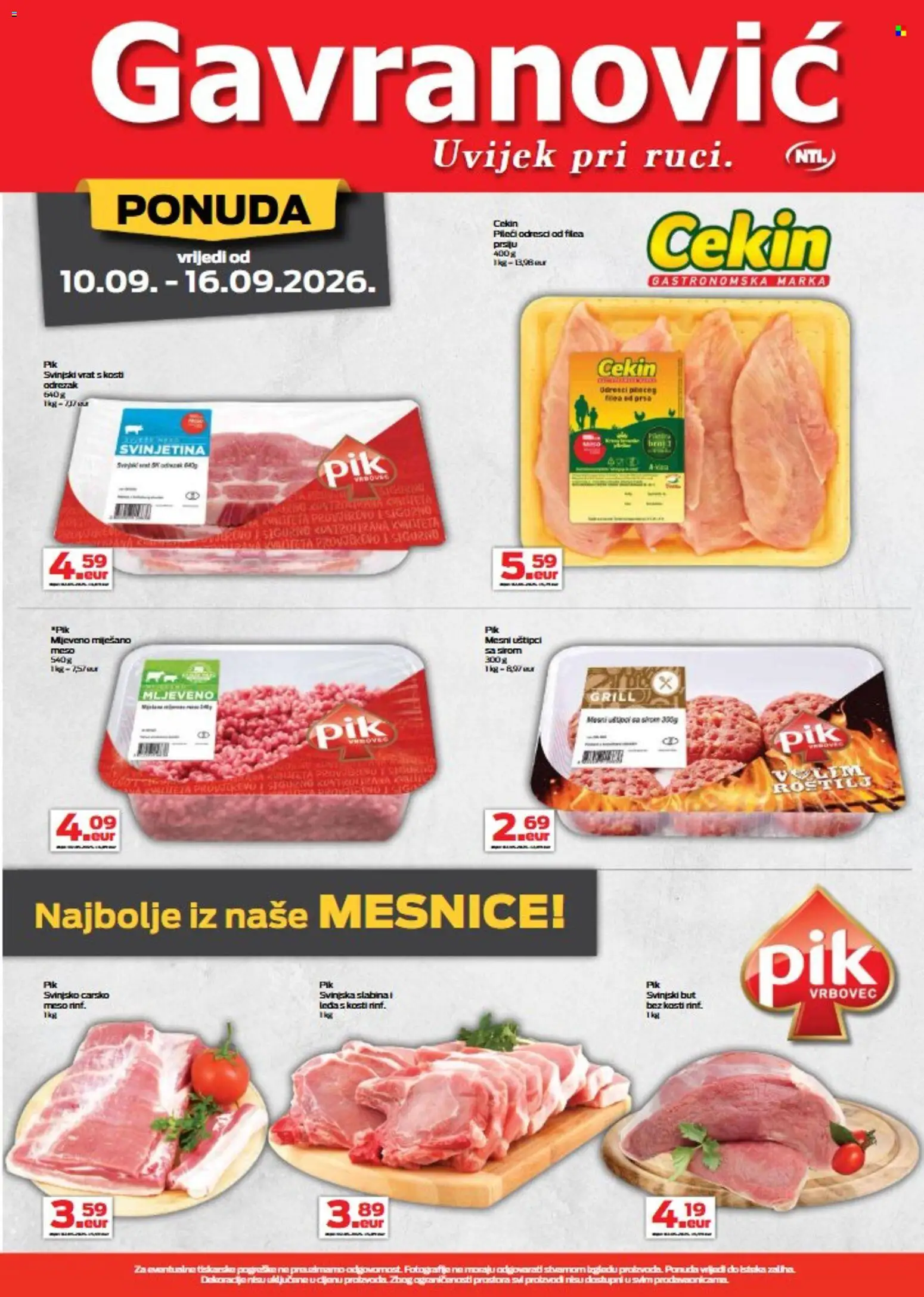 Gavranović katalog | vrijedi od 10.09.2026 | Stranica: 5 | Proizvodi: Vrat, Odrezak, Meso, Grill