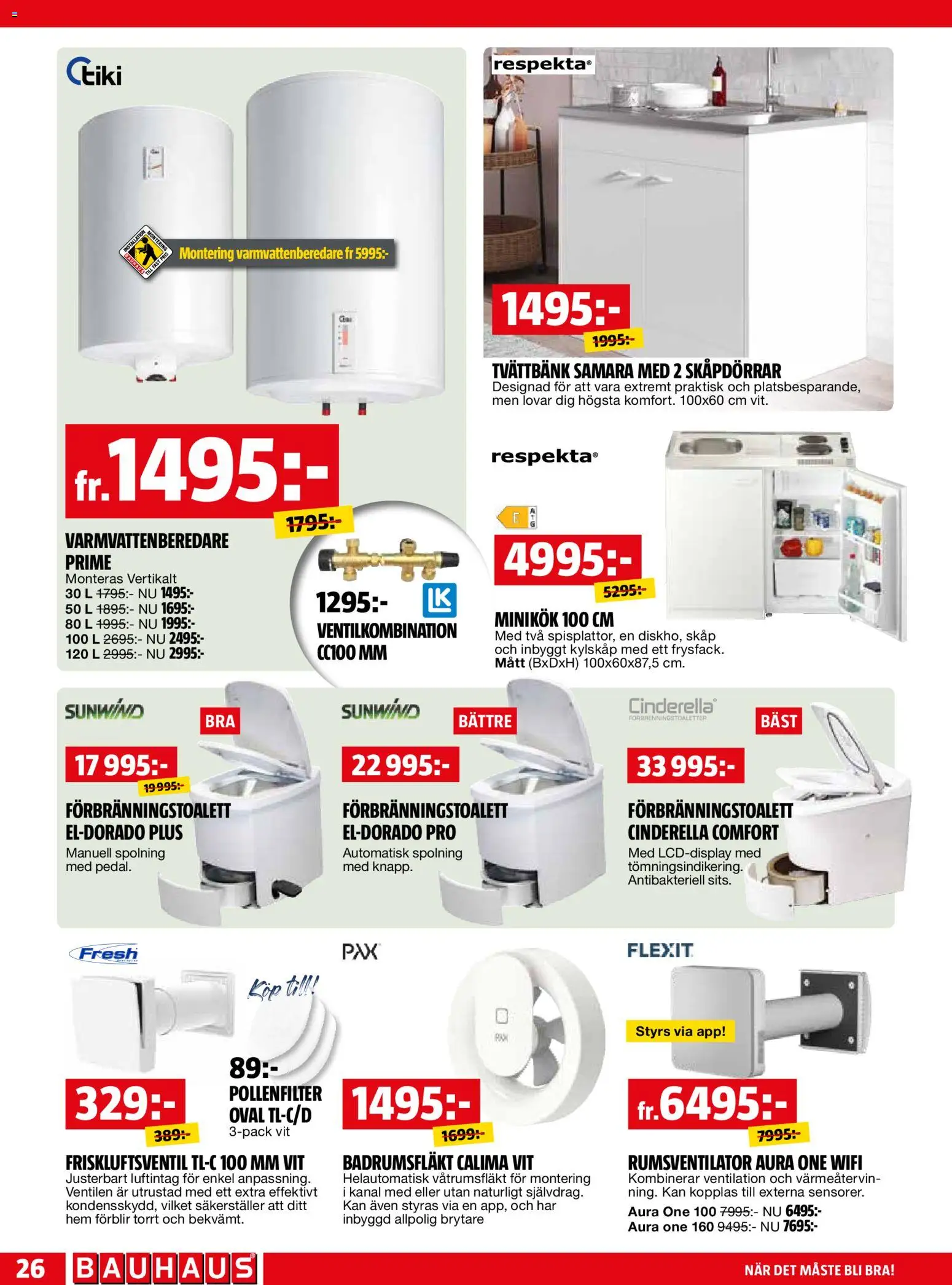 Bauhaus reklamblad aktuell från 01.05.2026 | Sida: 26 | Produkter: Skåp, Wifi, Kylskåp