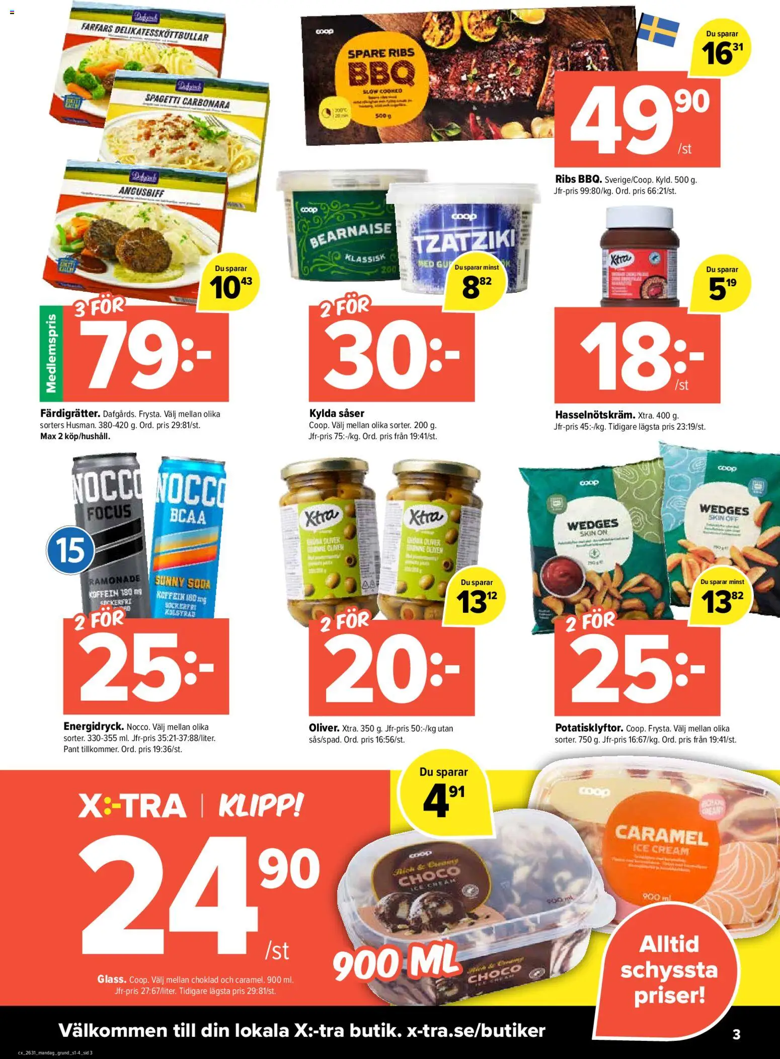 Coop X:-TRA reklamblad aktuell från 27/07/2026 | Sida: 3 | Produkter: Oliver, Tzatziki, Choklad