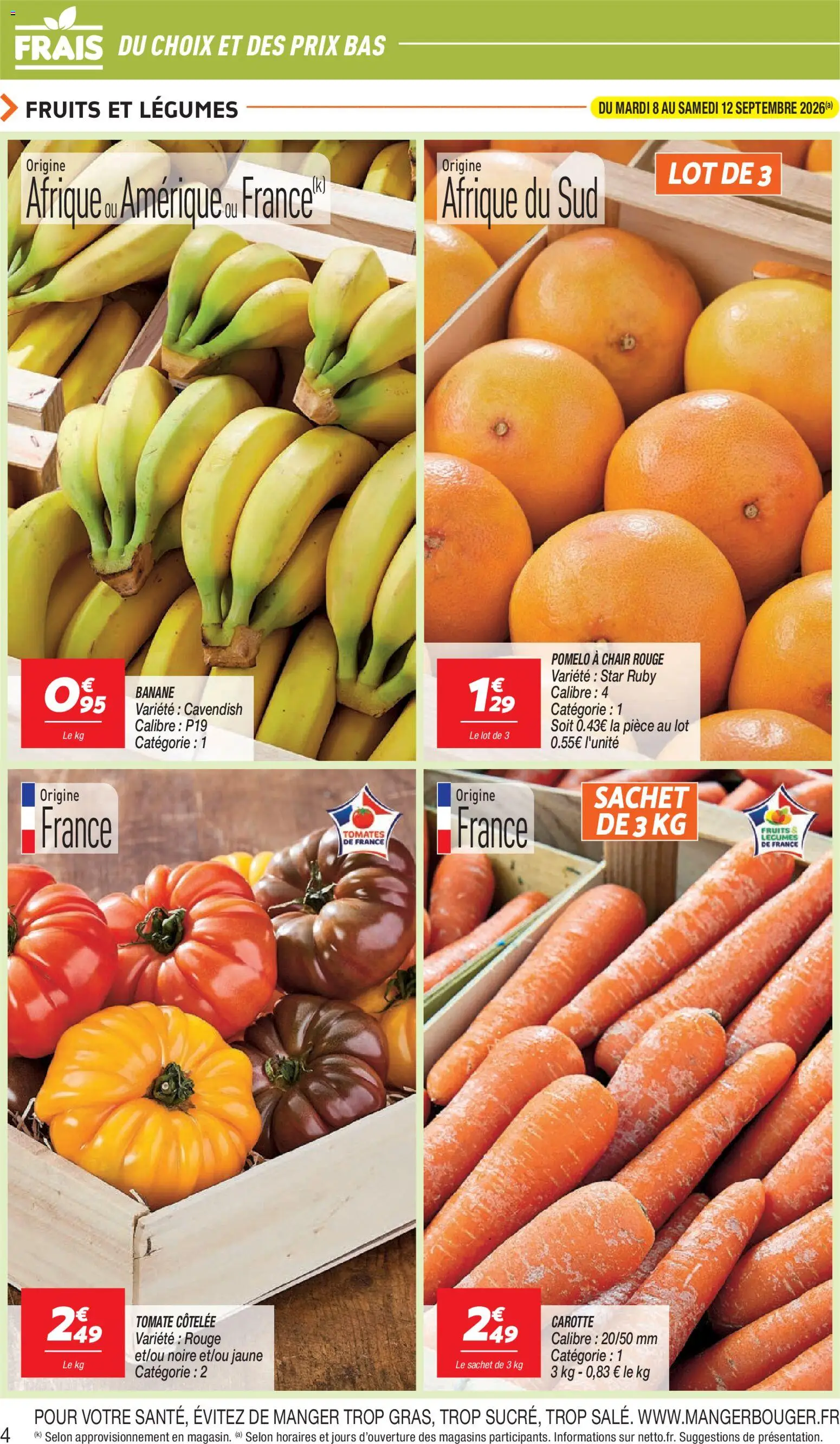 {H1} | Page: 4 | Produits: Pomelo, Fruits, Banane, Tomates