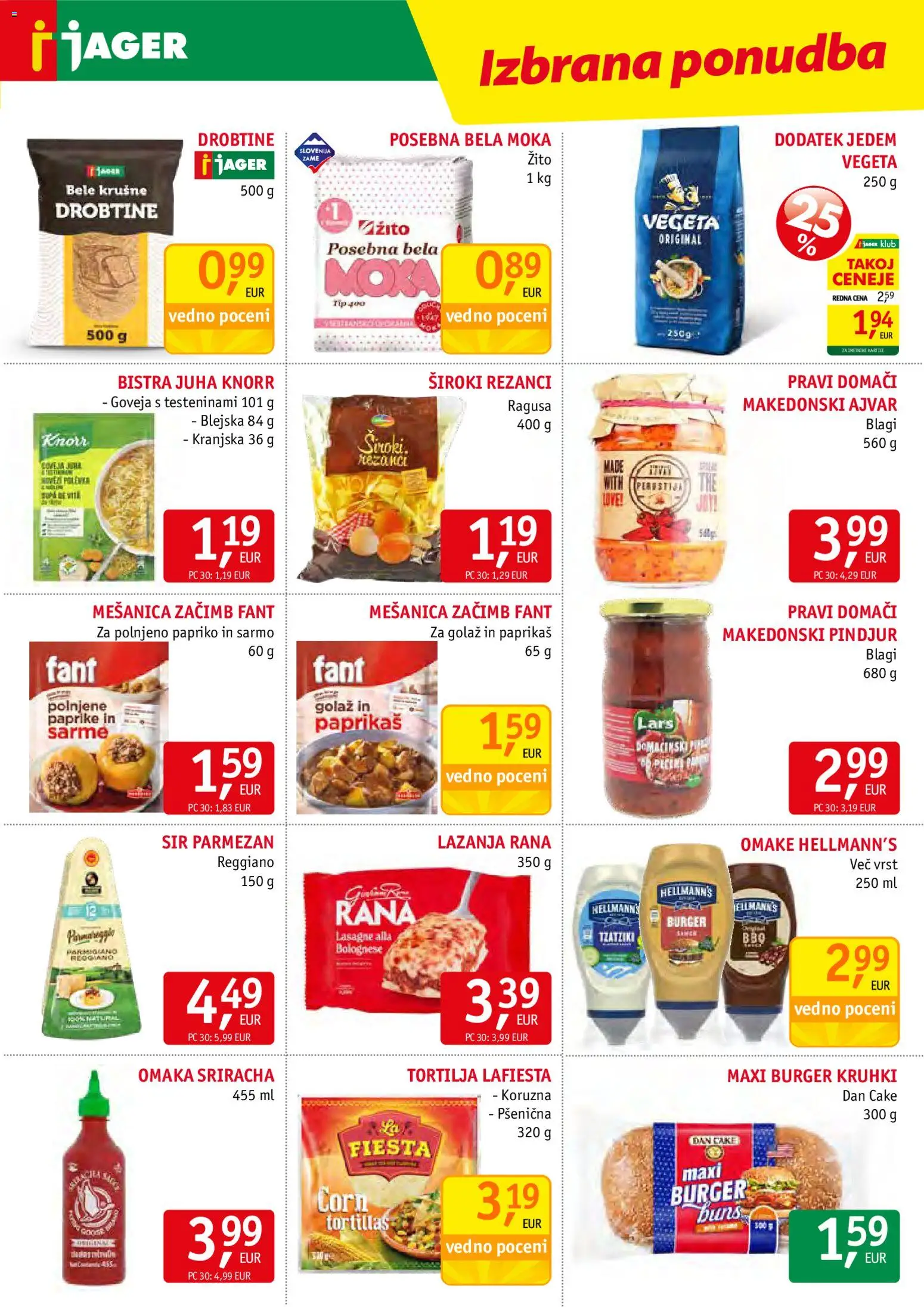 Novi Jager katalog ponudbe – veljaven od 05.08.2026 | Stran: 7 | Izdelki: Rezanci, Sir, Lazanja, Omaka