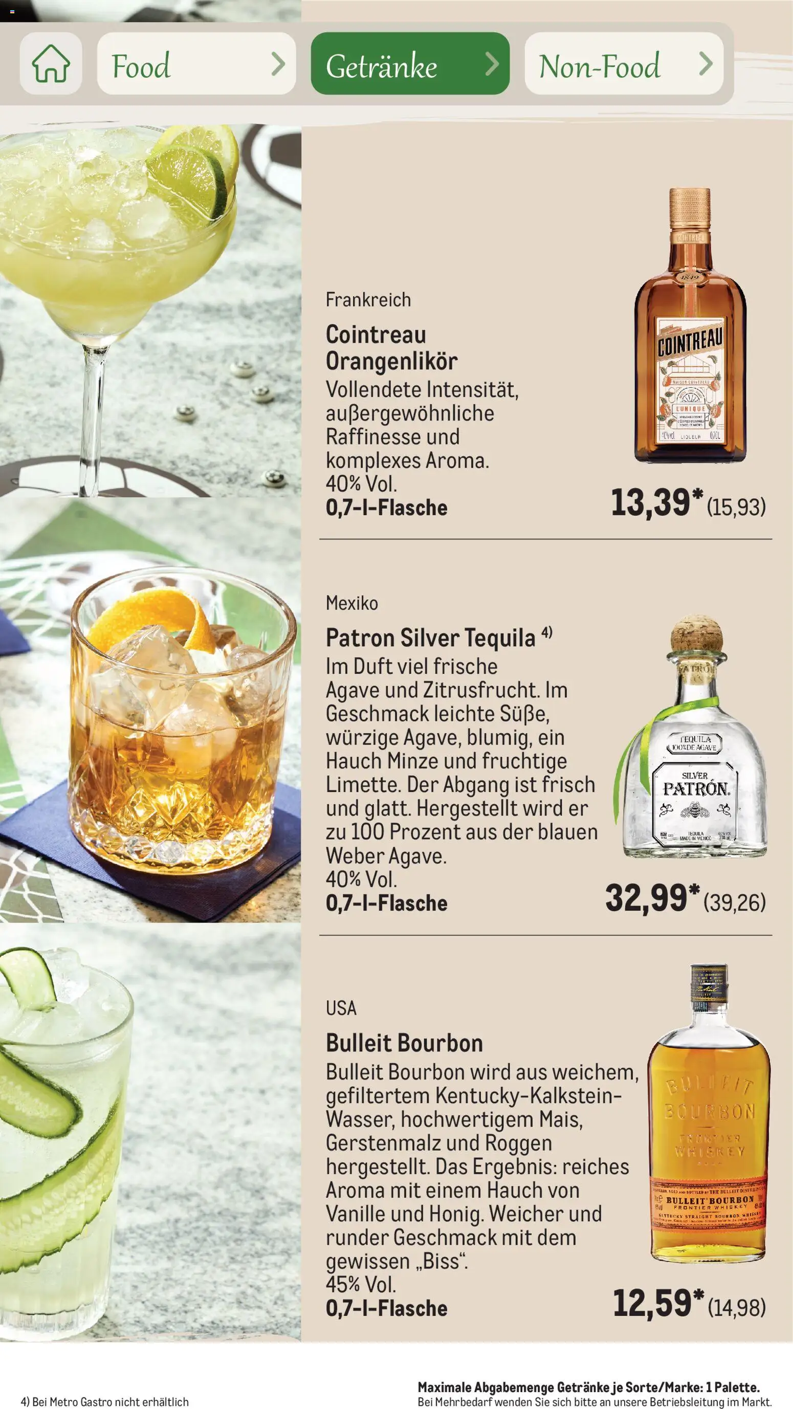 Metro Saisonkatalog Outdoor Dining – gültig ab 01.06.2026 | Seite: 74 | Produkte: Duft, Tequila, Bourbon, Whiskey