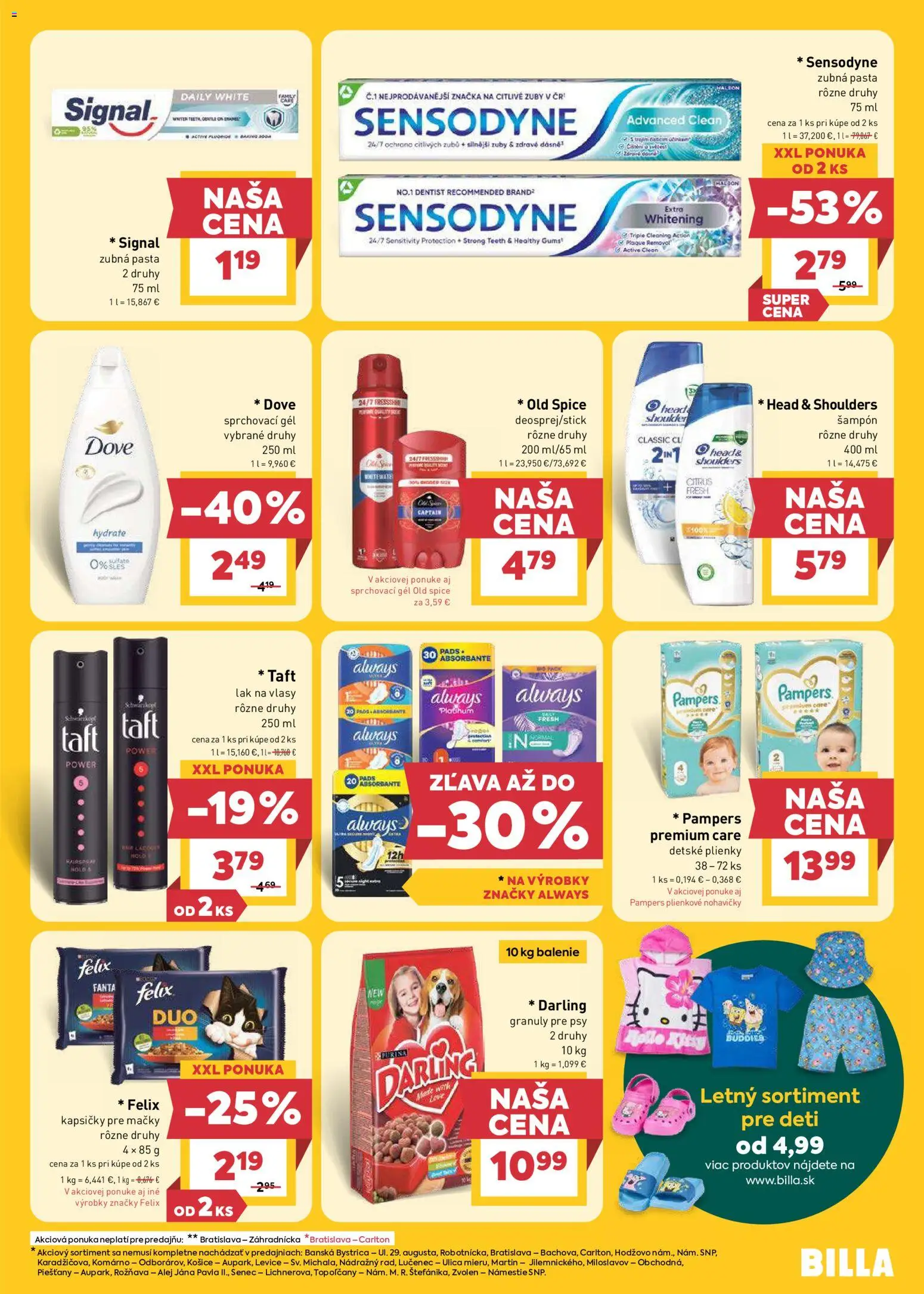 Nové Billa akcie – leták je platný od 08.07.2026 | Strana: 23 | Produkty: Felix, Pampers Premium Care, Head & Shoulders, Pampers