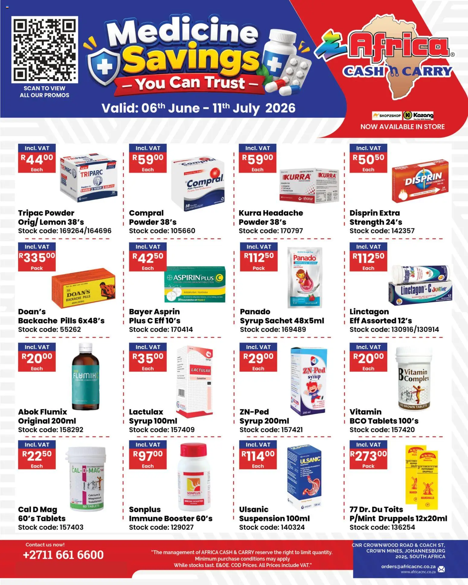 New Africa Cash & Carry catalogue – valid from 06/07/2026 | Page: 1 | Products: Powder, Syrup, Pepper, Lemon