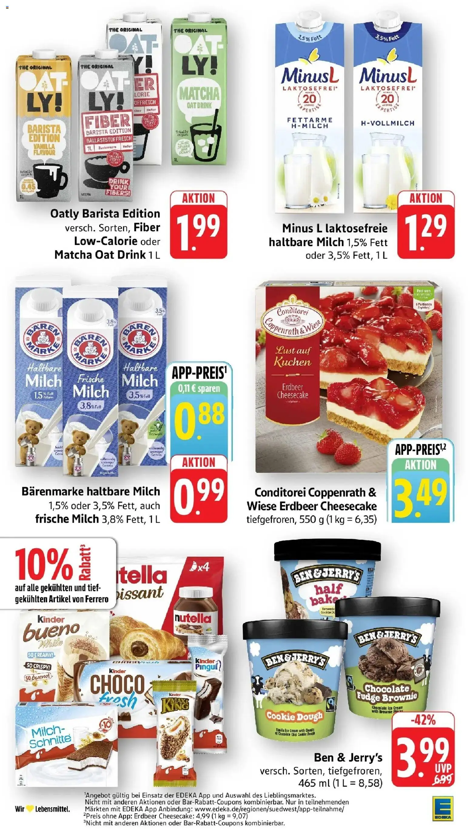 E center Prospekt Lahr (ab 19.10.2026) zum Blättern | Seite: 24 | Produkte: Milch, Nutella, Oatly, Kuchen
