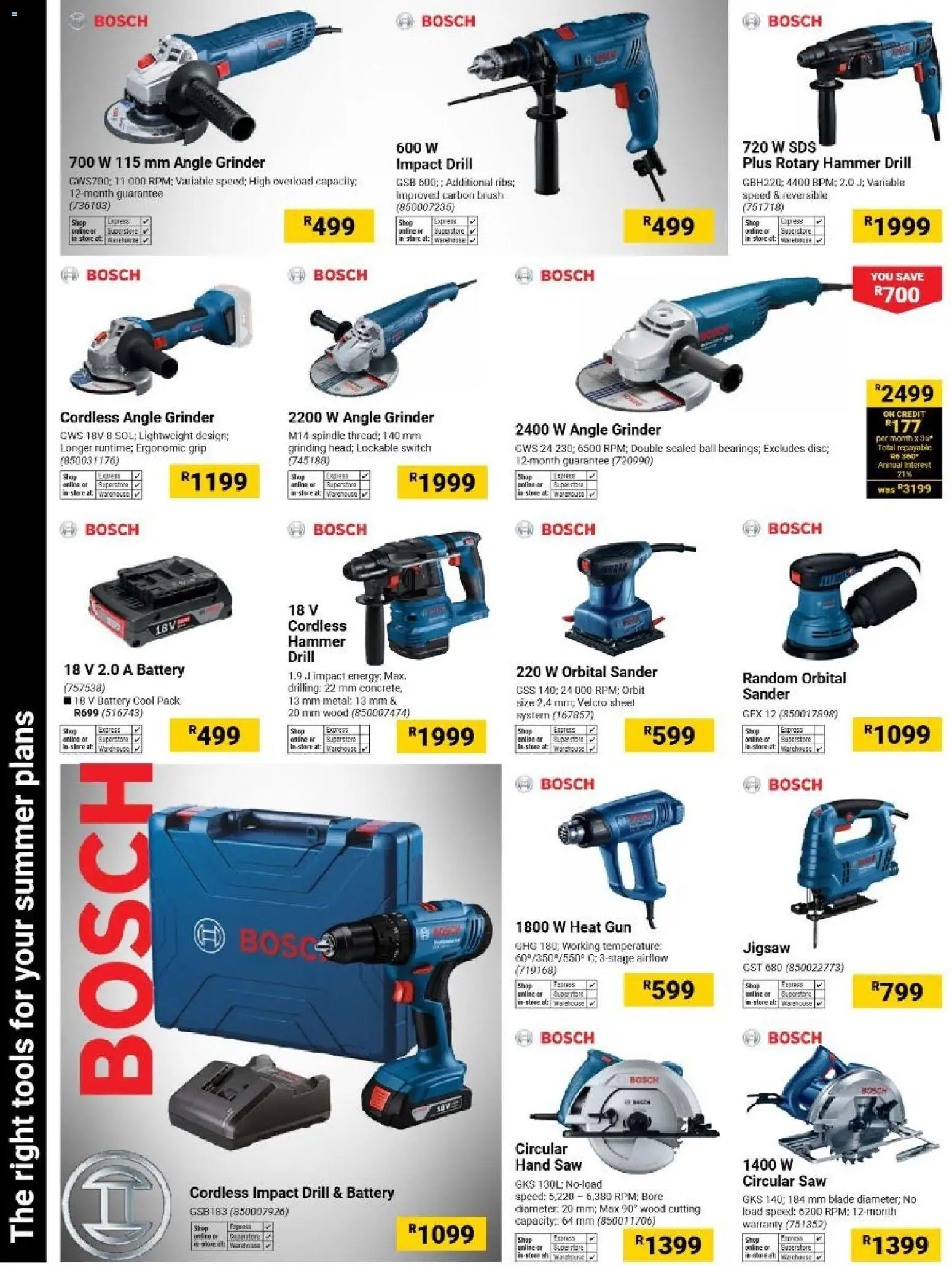 New Builders catalogue – valid from 06/10/2026 | Page: 36 | Products: Grinder, Rotary hammer, Jigsaw, Hammer