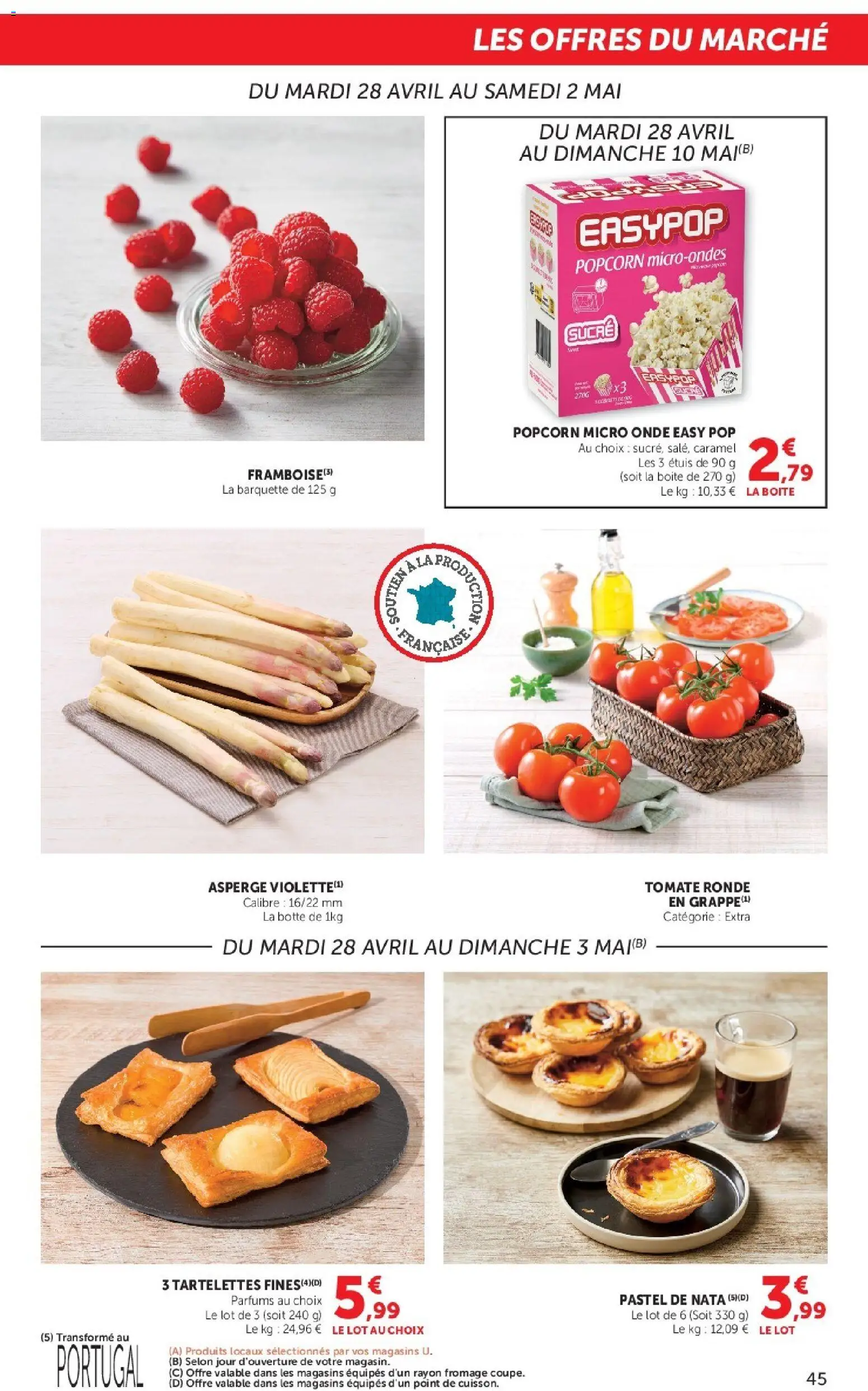 {H1} | Page: 45 | Produits: Popcorn, Asperge, Pastel de nata, Fromage