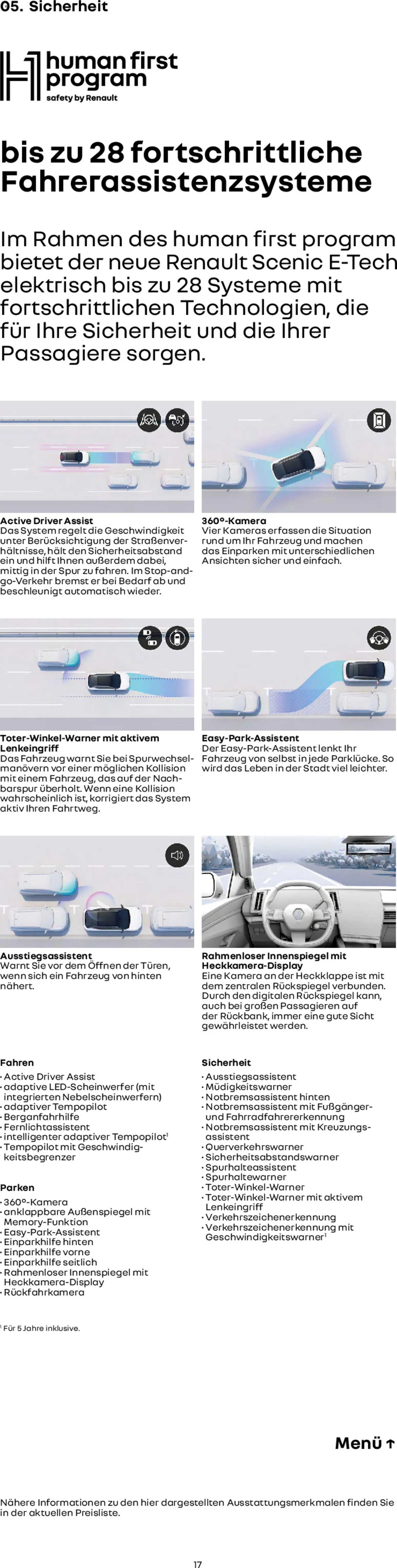 Renault Scenic E-Tech – gültig ab 15.01.2026 | Seite: 17 | Produkte: Kamera