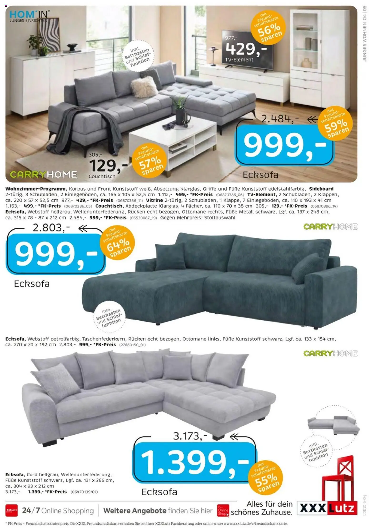 XXXLutz Junges Wohnen – gültig ab 26.09.2026 | Seite: 5 | Produkte: Sideboard, Ecksofa, Vitrine, Couchtisch