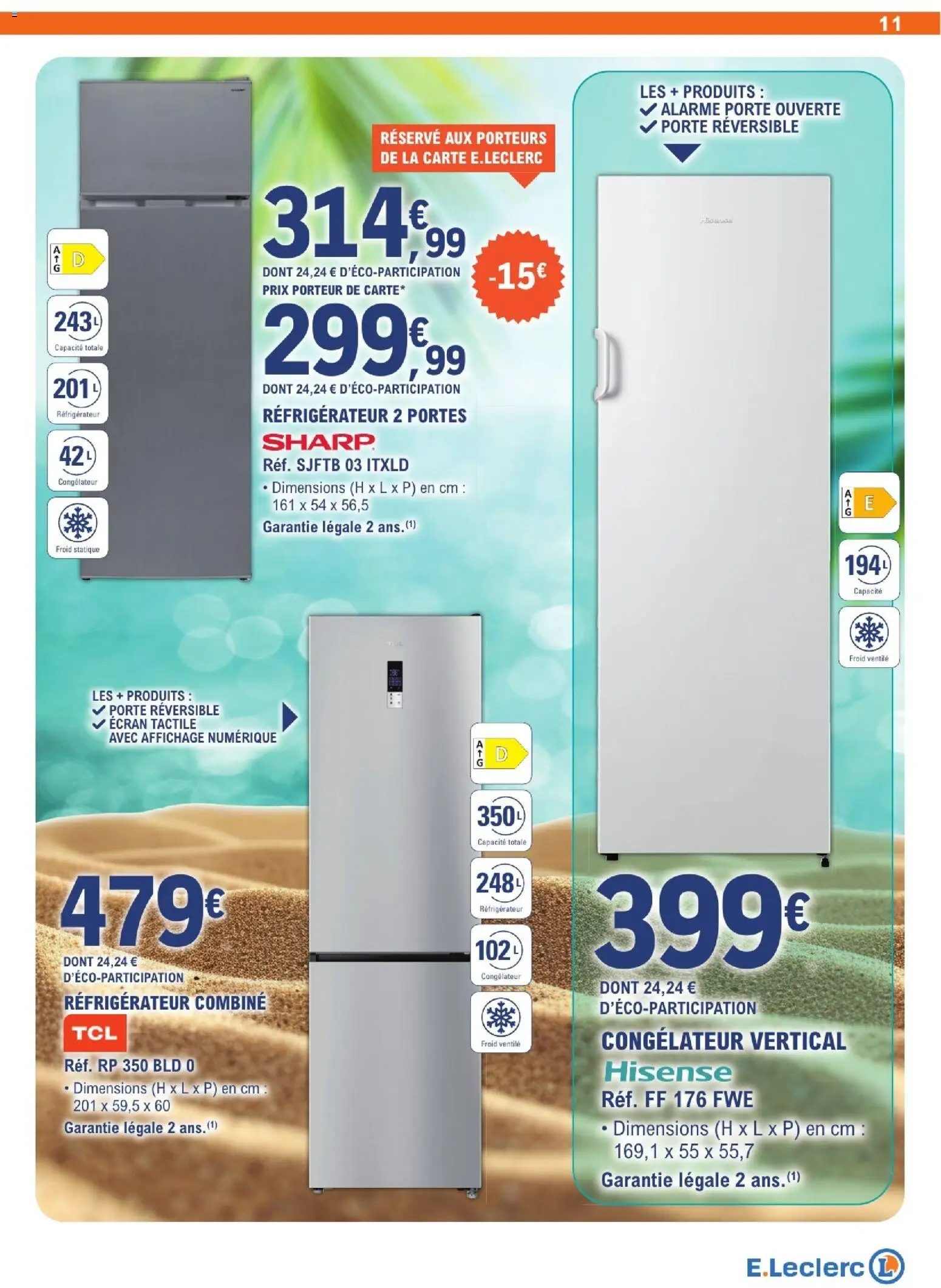 {H1} | Page: 11 | Produits: Réfrigérateur, Congélateur, Porte, Portes