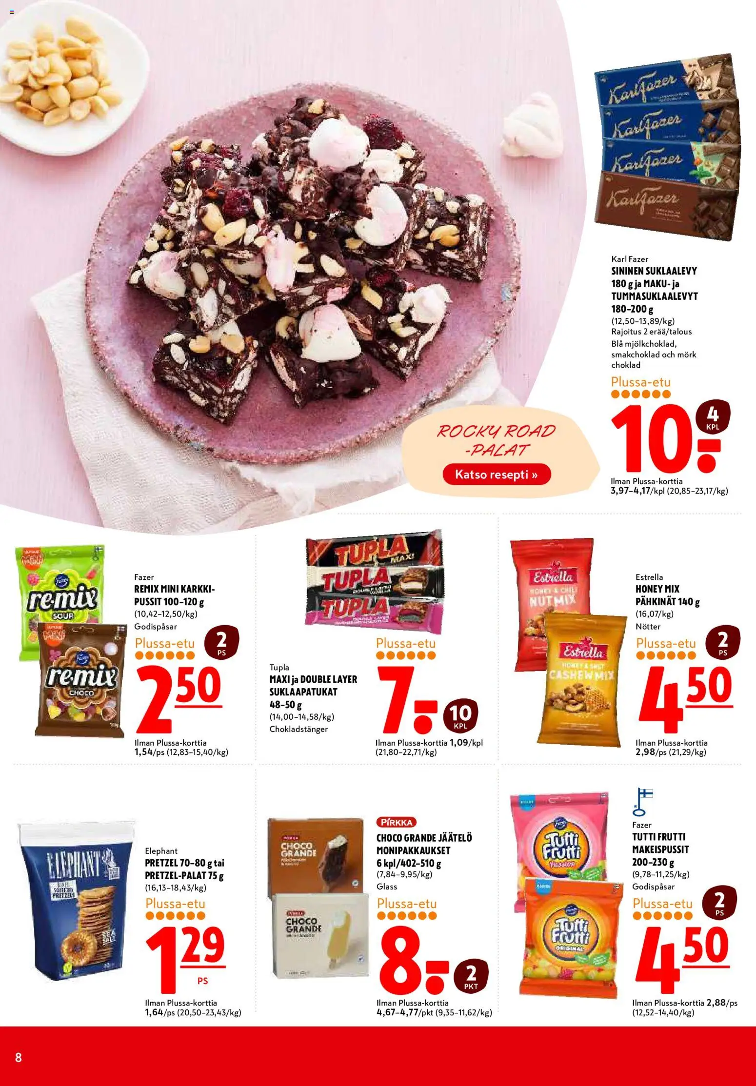 K-Citymarket tarjoukset – voimassa 11.06.2026 alkaen | Sivu: 8 | Tuotteet: Makeispussit, Pähkinät, Jäätelö, Tutti