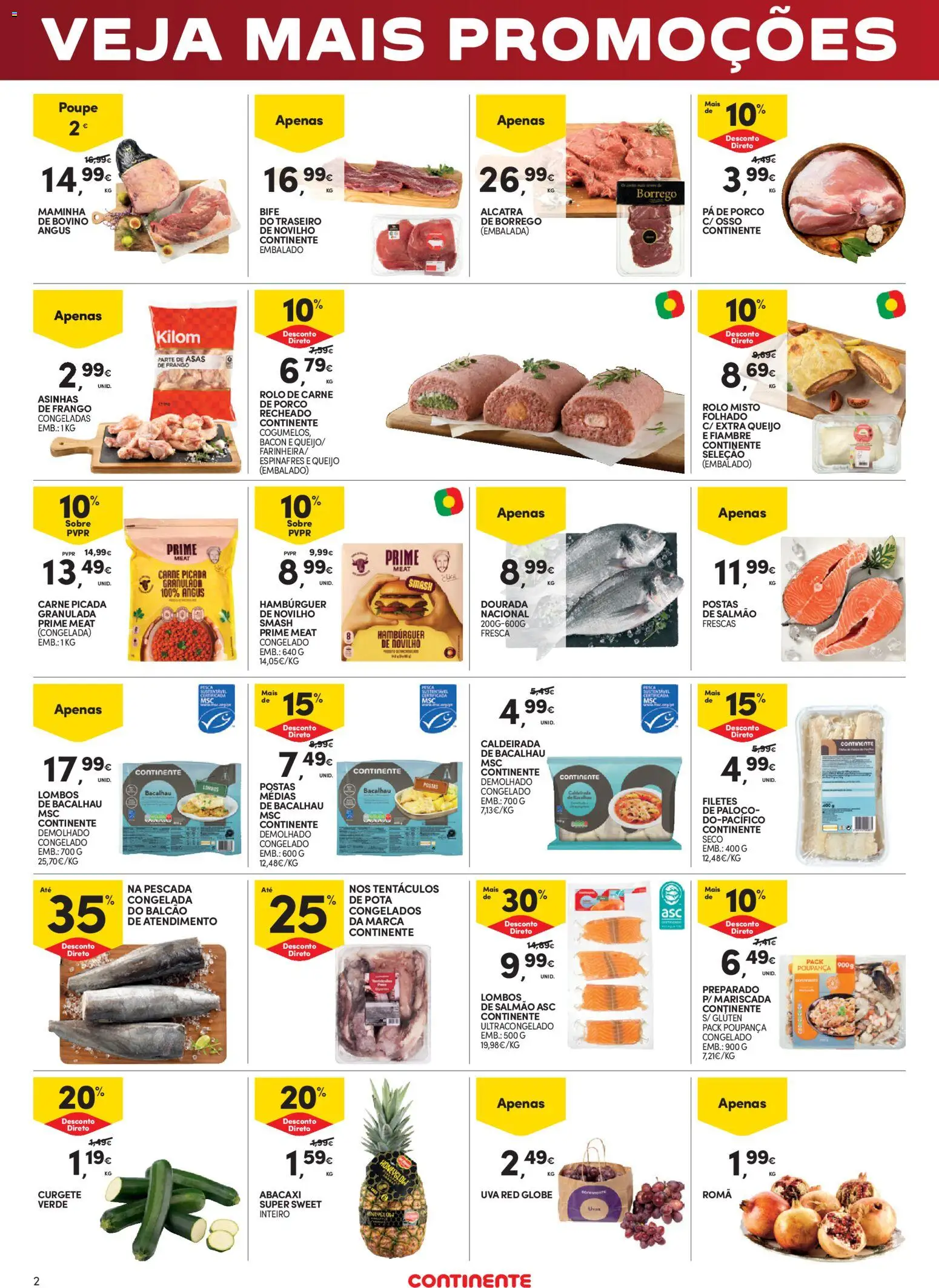 Continente Fim de Semana │ válido de 30/10/2026 | Página: 2 | Produtos: Espinafres, Carne picada, Queijo, Abacaxi