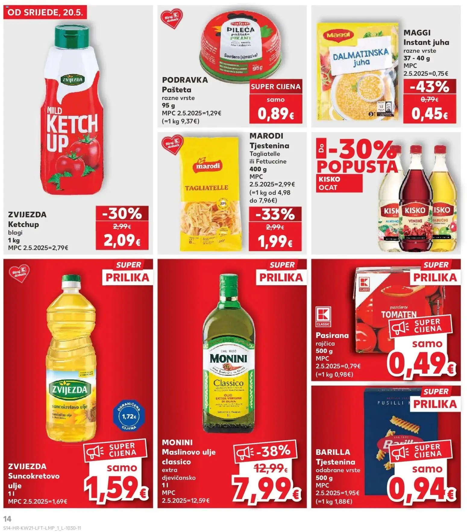 Kaufland katalog | vrijedi od 20.05.2026 | Stranica: 14 | Proizvodi: Pasirana rajčica, Tjestenina, Juha, Rajčica