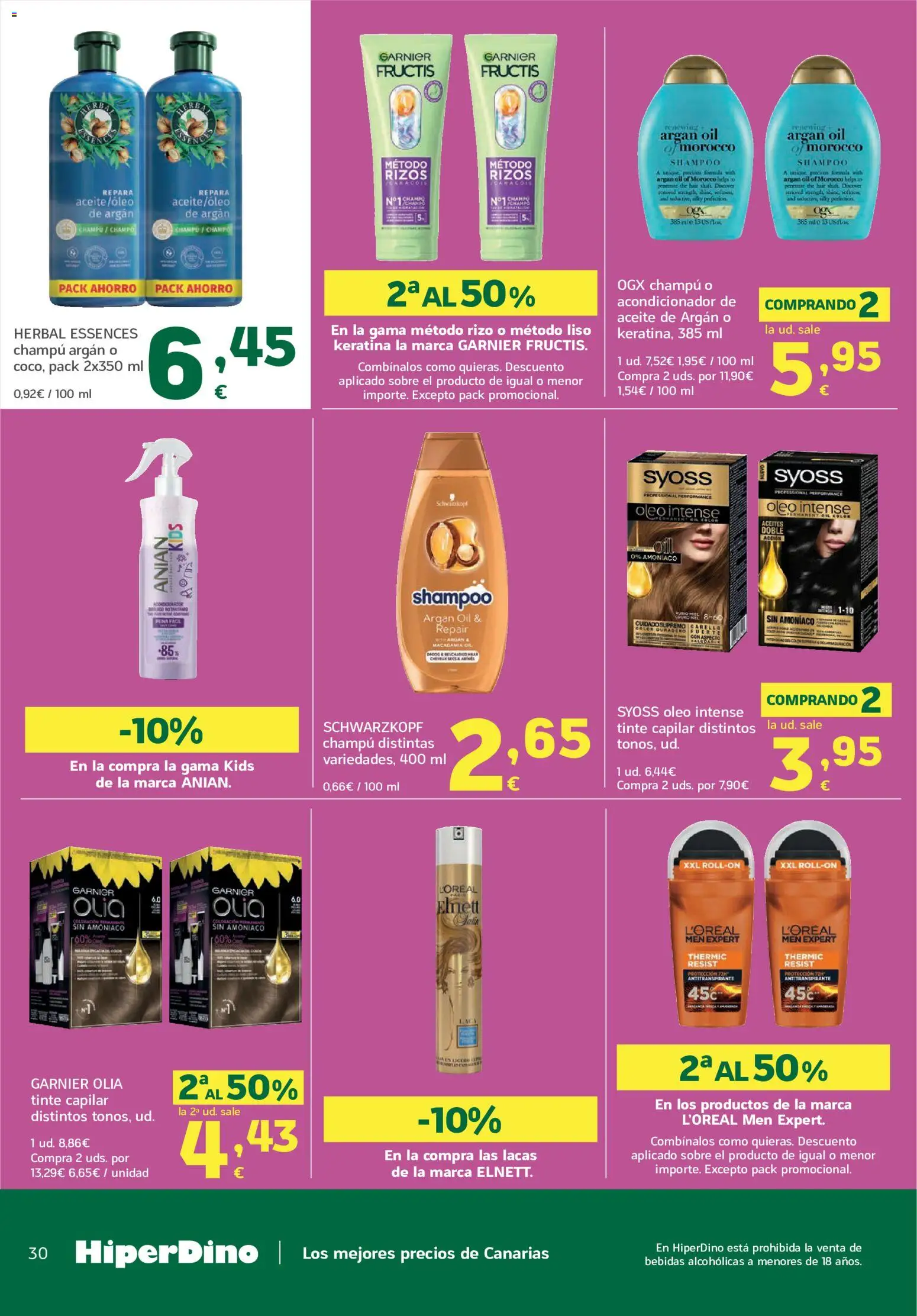 HiperDino folleto │ válido desde el 09/09/2026 | Página: 30 | Productos: Acondicionador, Antitranspirante, Aceite, Aceite de argán