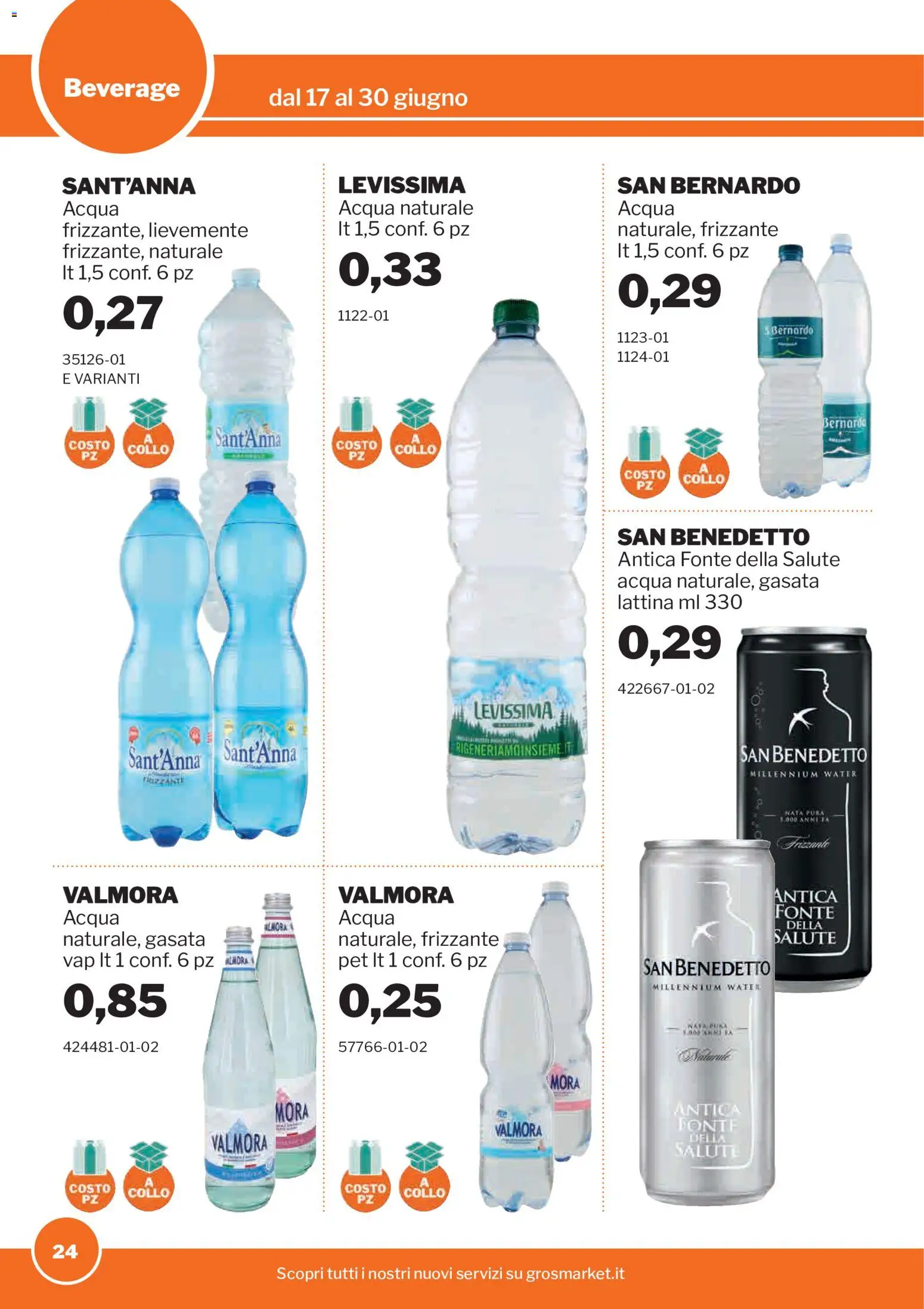 Volantino Sogegross del 17.06.2026 | Pagina: 24 | Prodotti: Acqua, Acqua naturale