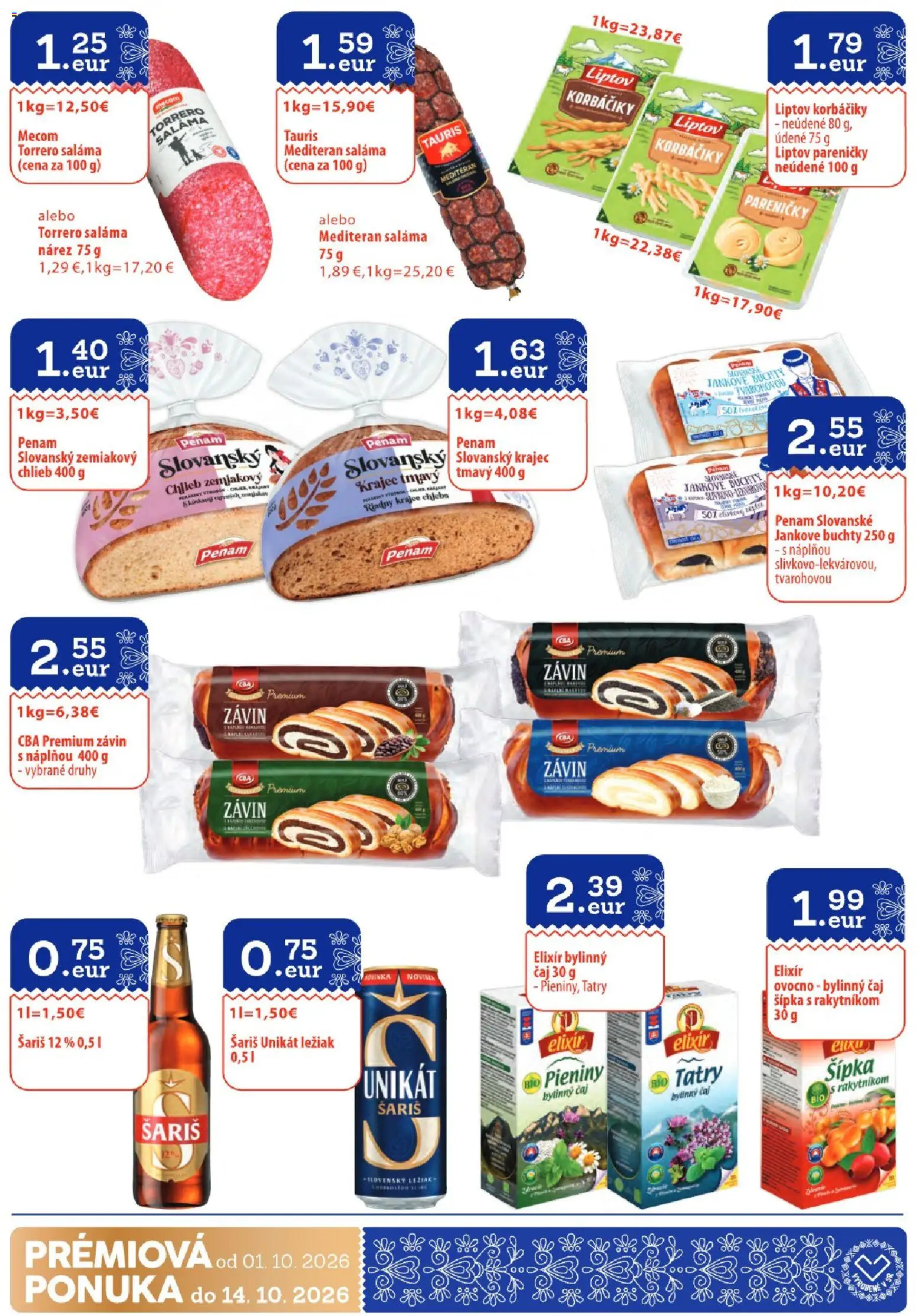 Nové KARMEN CBA akcie – leták je platný od 01.10.2026 | Strana: 30 | Produkty: Čaj, Korbáčiky, Šariš, Bylinný čaj