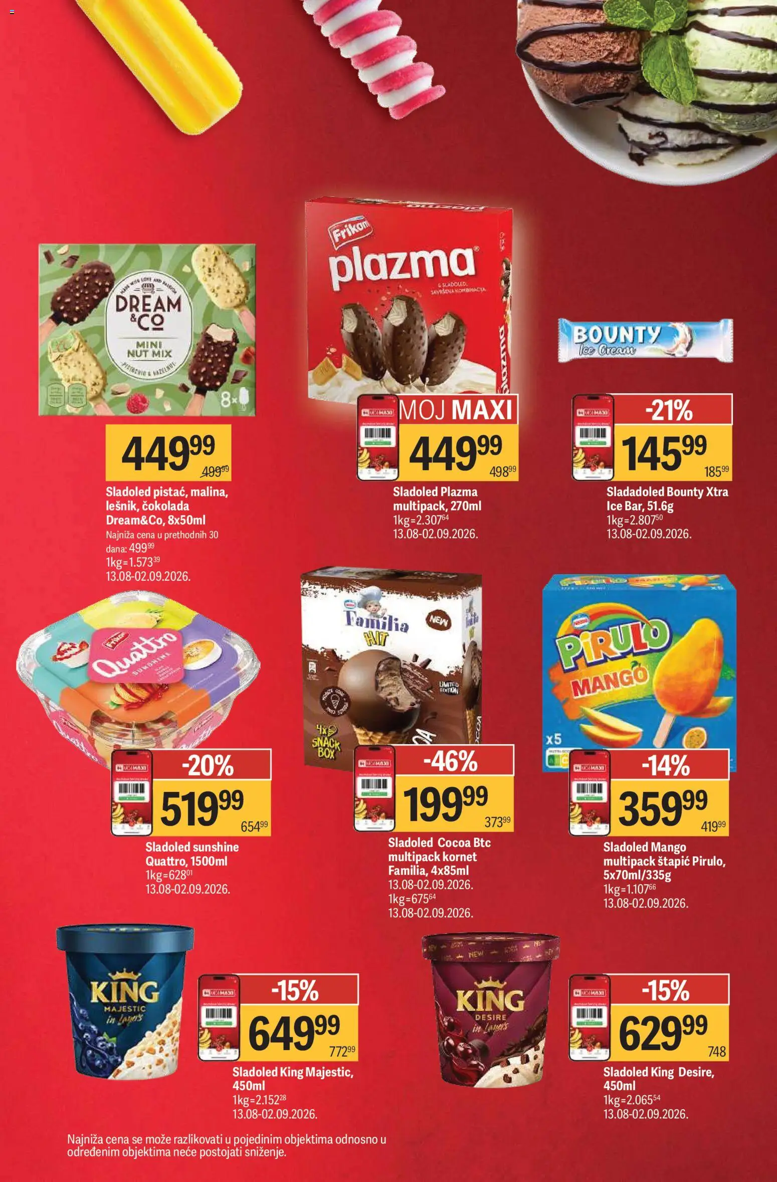 Maxi katalog - važi od 13.08.2026 | Strana: 3 | Proizvode: Sladoled, Bounty, Mango, Čokolada