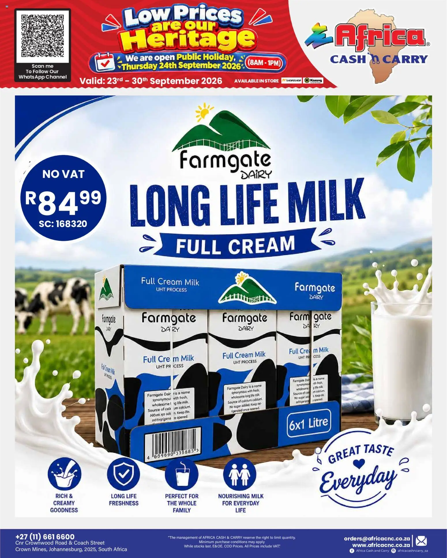 New Africa Cash & Carry catalogue – valid from 23/09/2026 | Page: 31 | Products: Milk, Gate, Cream