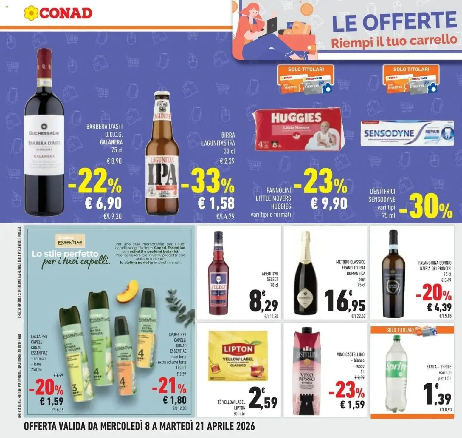 Volantino Conad del 08.04.2026 | Pagina: 28 | Prodotti: Lacca, Vino, Carrello, Aperitivo