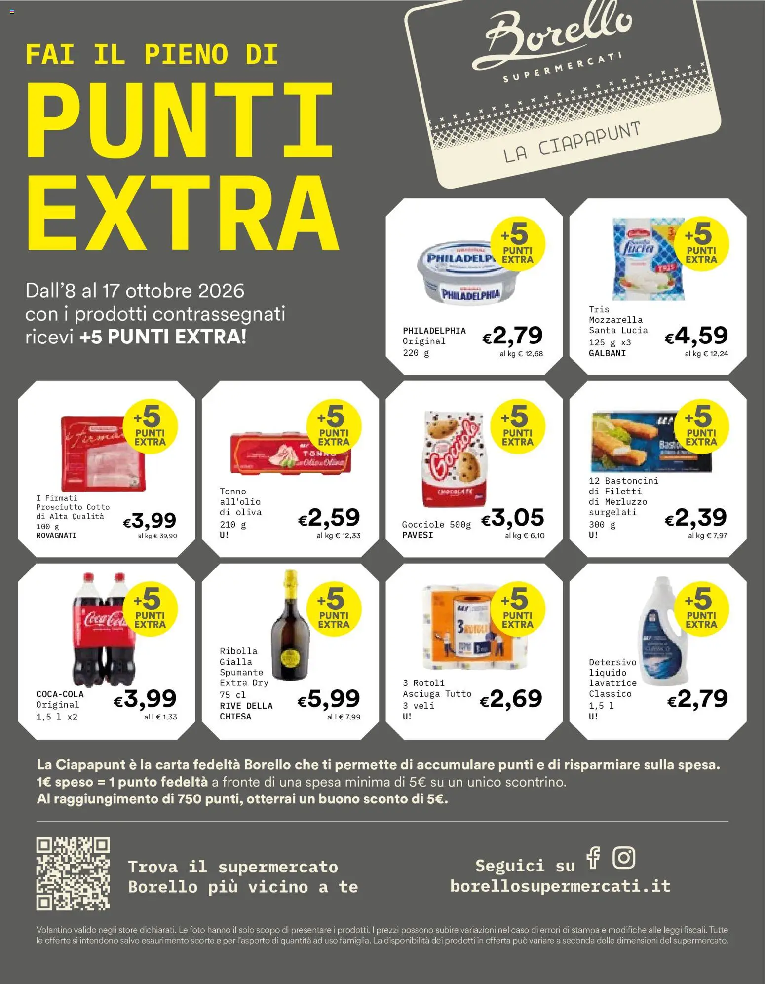 Volantino Borello Supermercati del 08/10/2026 | Pagina: 12 | Prodotti: Tè, Merluzzo, Mozzarella, Stampa