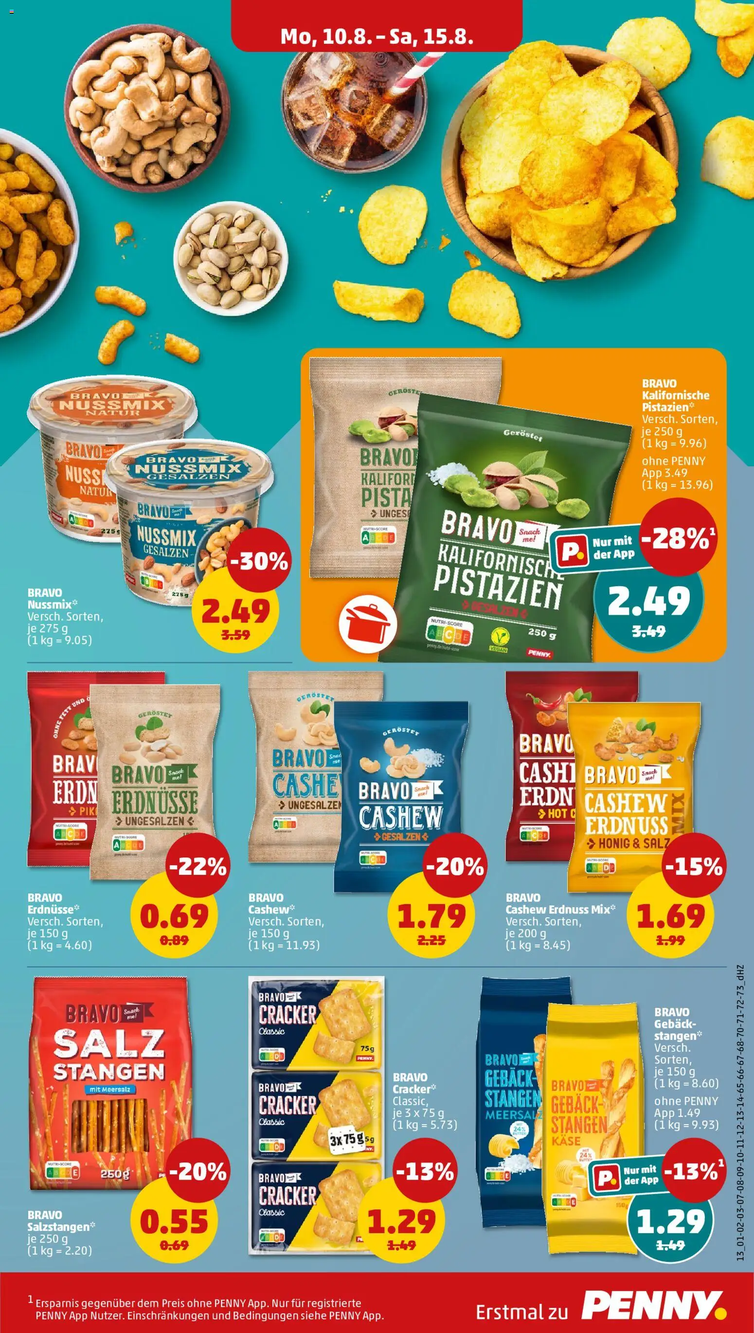 Penny Prospekt – gültig ab 10.08.2026 | Seite: 15 | Produkte: Käse, Cashew, Pistazien, Salz