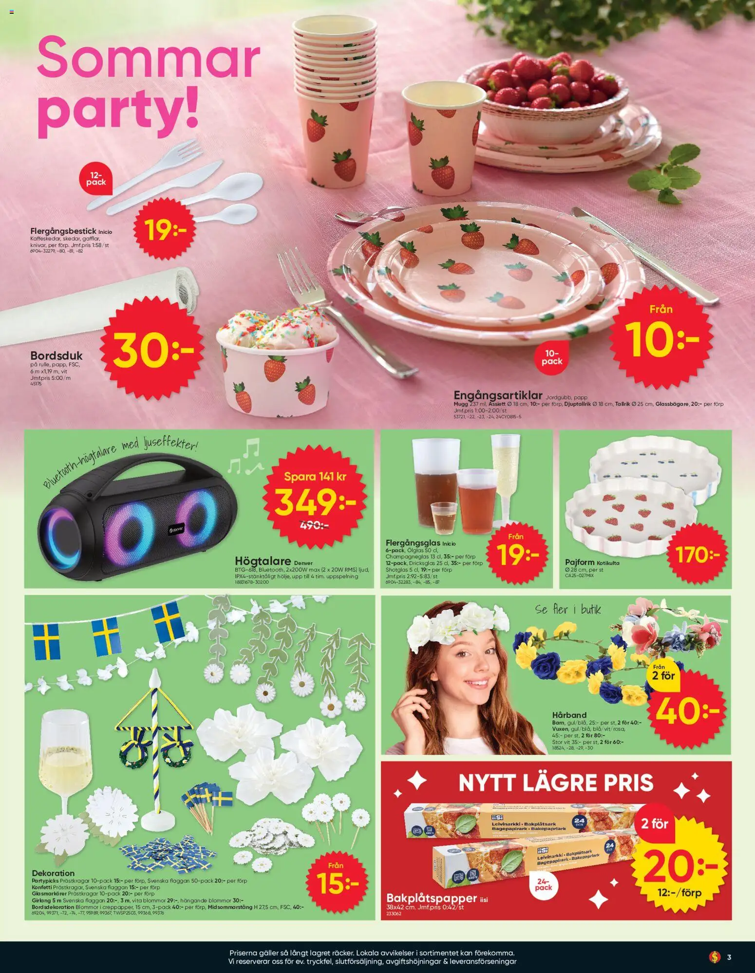 Dollar Store reklamblad aktuell från 15.06.2026 | Sida: 3 | Produkter: Galler, Bakplåtspapper, Bord, Hårband