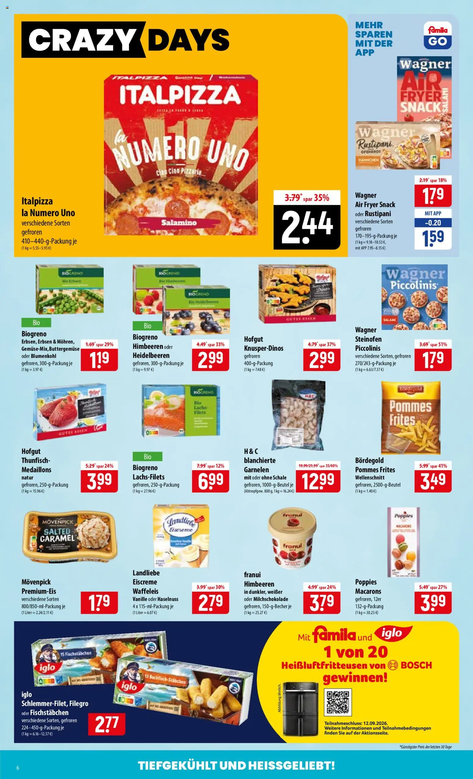 Famila Prospekt – gültig ab 31.08.2026 | Seite: 6 | Produkte: Iglo, Vanille, Fischstabchen, Erbsen