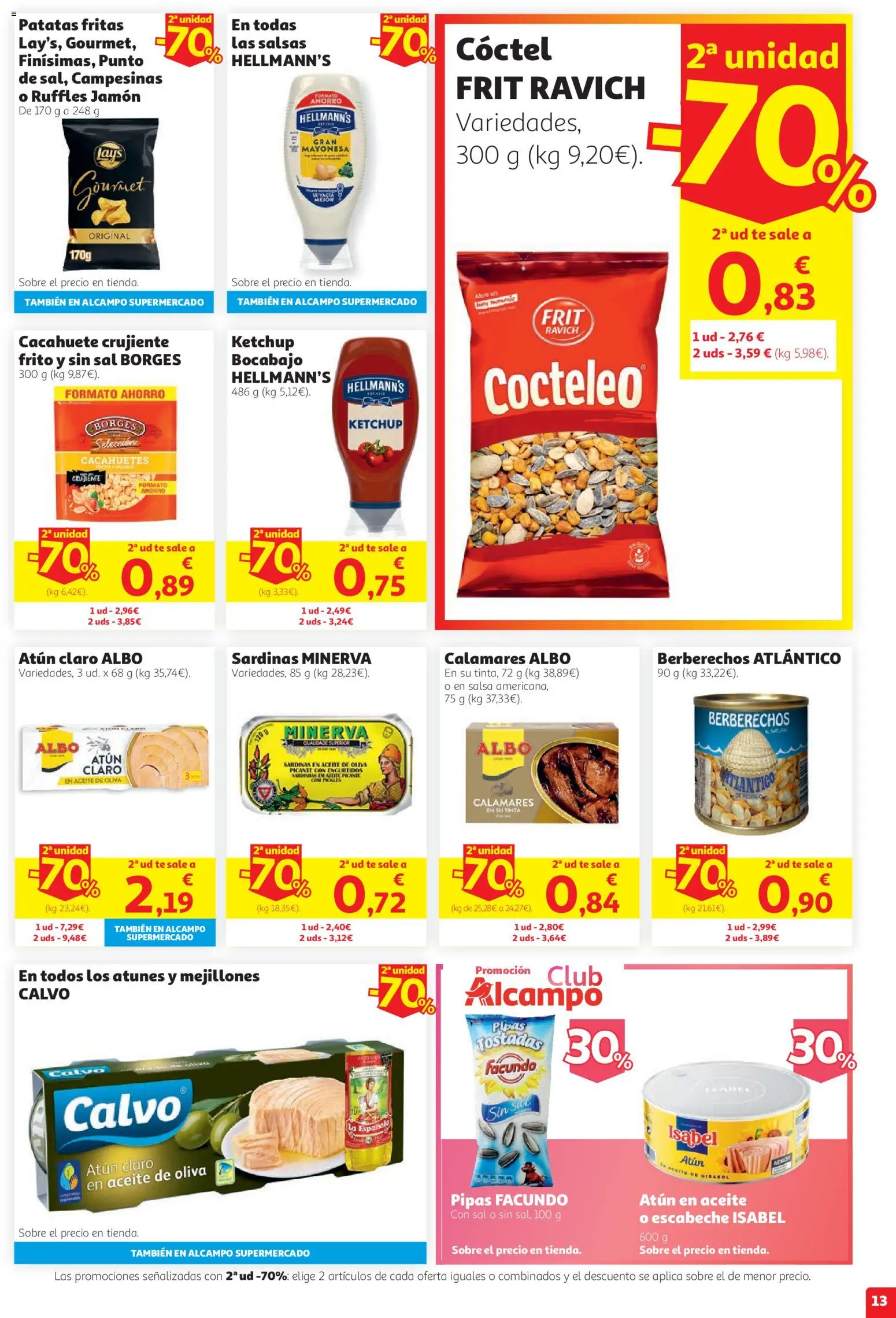 Alcampo HG Unico │ válido desde el 27/08/2026 | Página: 13 | Productos: Kétchup, Jamón, Mayonesa, Patatas