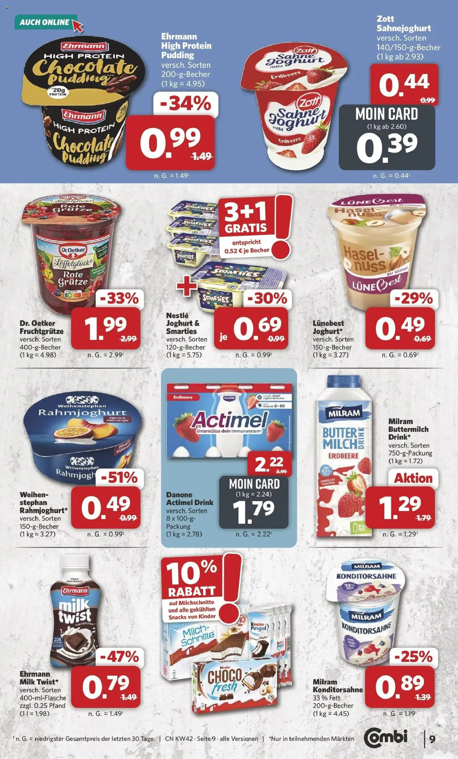 Combi Prospekt Celle – gültig ab 12.10.2026 | Seite: 9 | Produkte: Buttermilch, Milch, Butter, Pudding