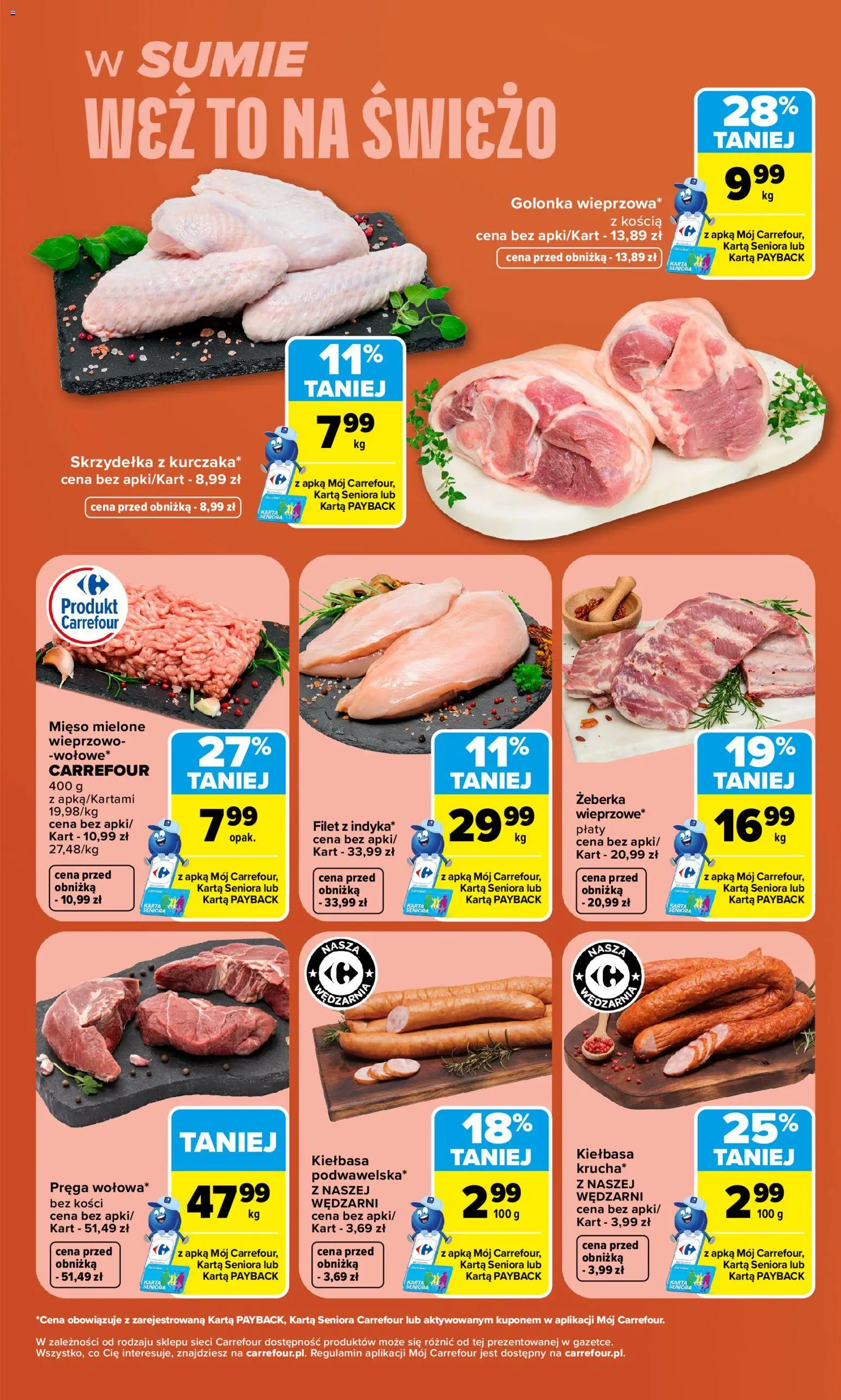 Carrefour gazetka - Weź to na świeżo od 13.07.2026 | Strona: 7 | Produkty: Kiełbasa, Karta, Mięso, Mięso mielone