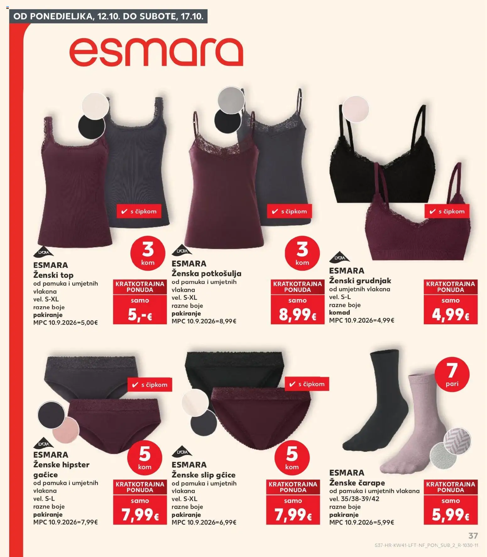 Kaufland katalog | vrijedi od 07.10.2026 | Stranica: 37 | Proizvodi: Gaćice, Grudnjak, Čarape, Potkosulja