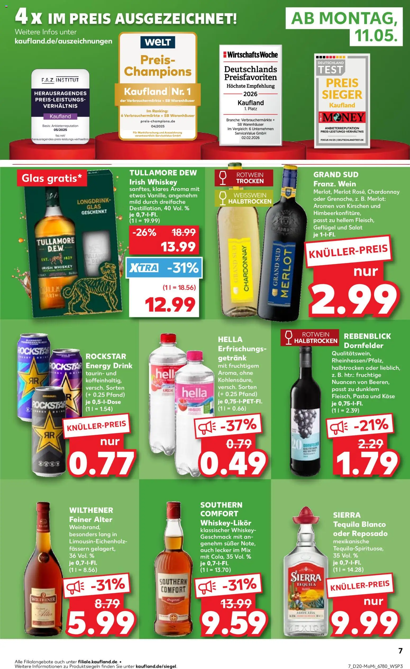 Kaufland Prospekt Rostock	 – gültig ab 11.05.2026 | Seite: 7 | Produkte: Rockstar energy, Merlot, Grand sud, Southern comfort