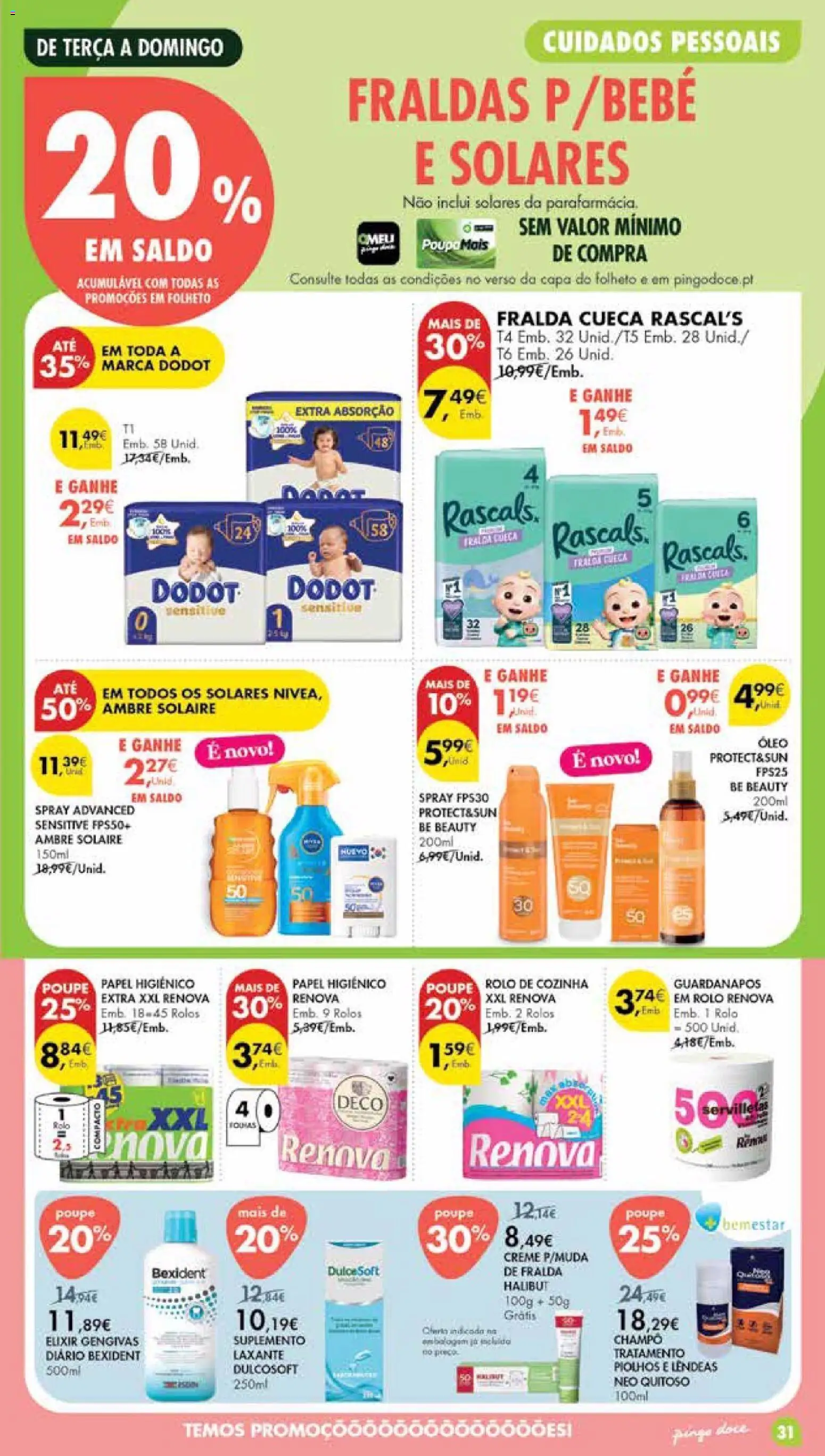 Pingo Doce Poupe Esta Semana Madeira │ válido de 04/08/2026 | Página: 31 | Produtos: Papel higiénico, Fraldas, Óleo, Creme