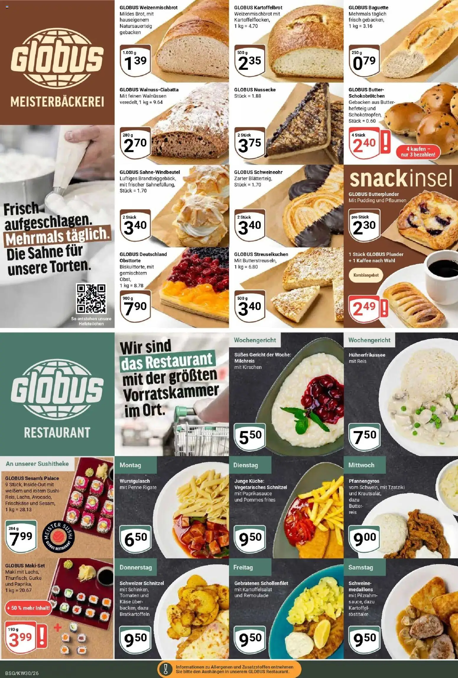 Globus Prospekt Braunschweig – gültig ab 20.07.2026 | Seite: 8 | Produkte: Küche, Baguette, Schnitzel, Pudding