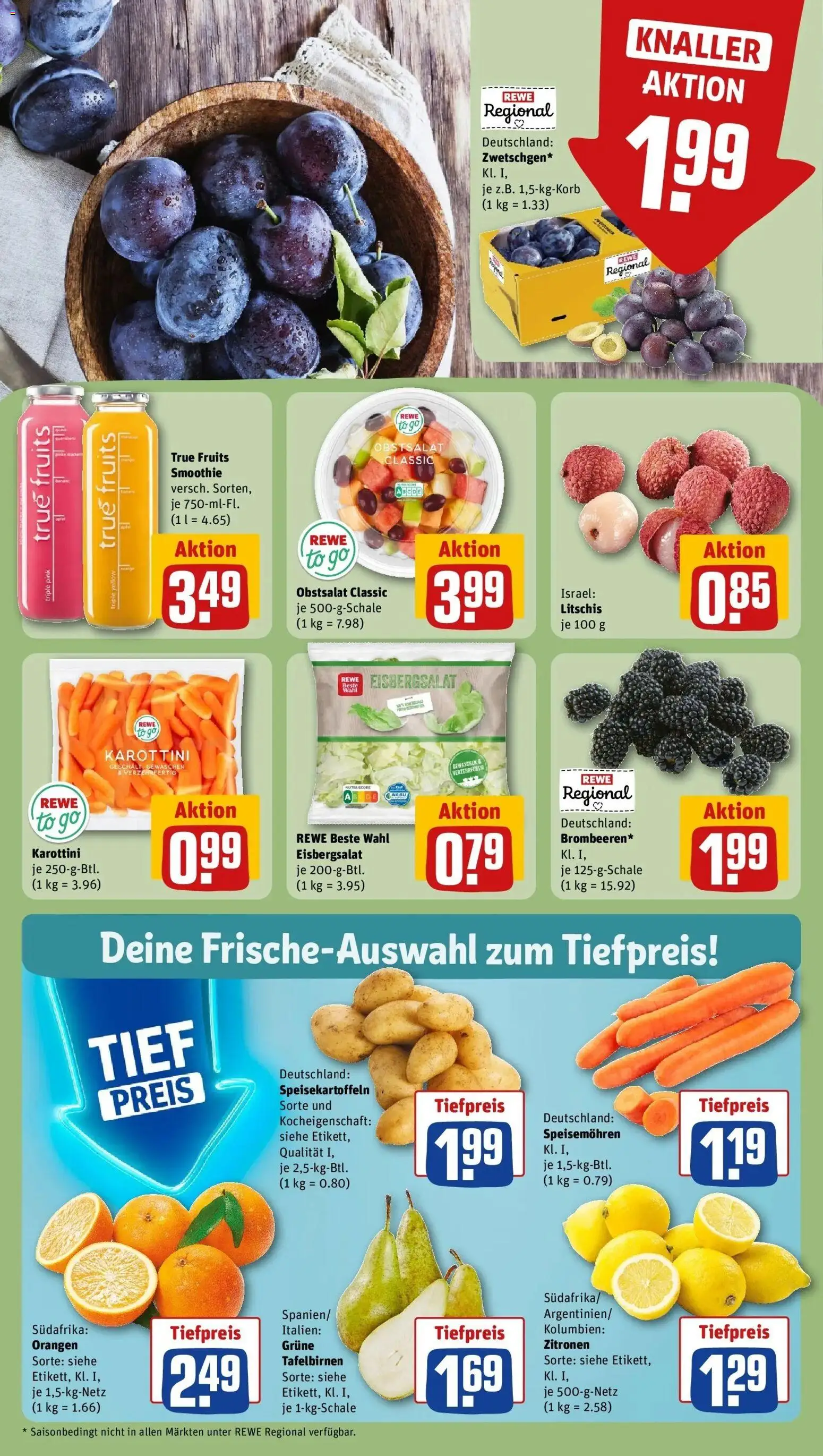 REWE Prospekt ab 17.08.2026 zum Blättern » Angebote | Seite: 8 | Produkte: Orangen, Eisbergsalat, Zitronen