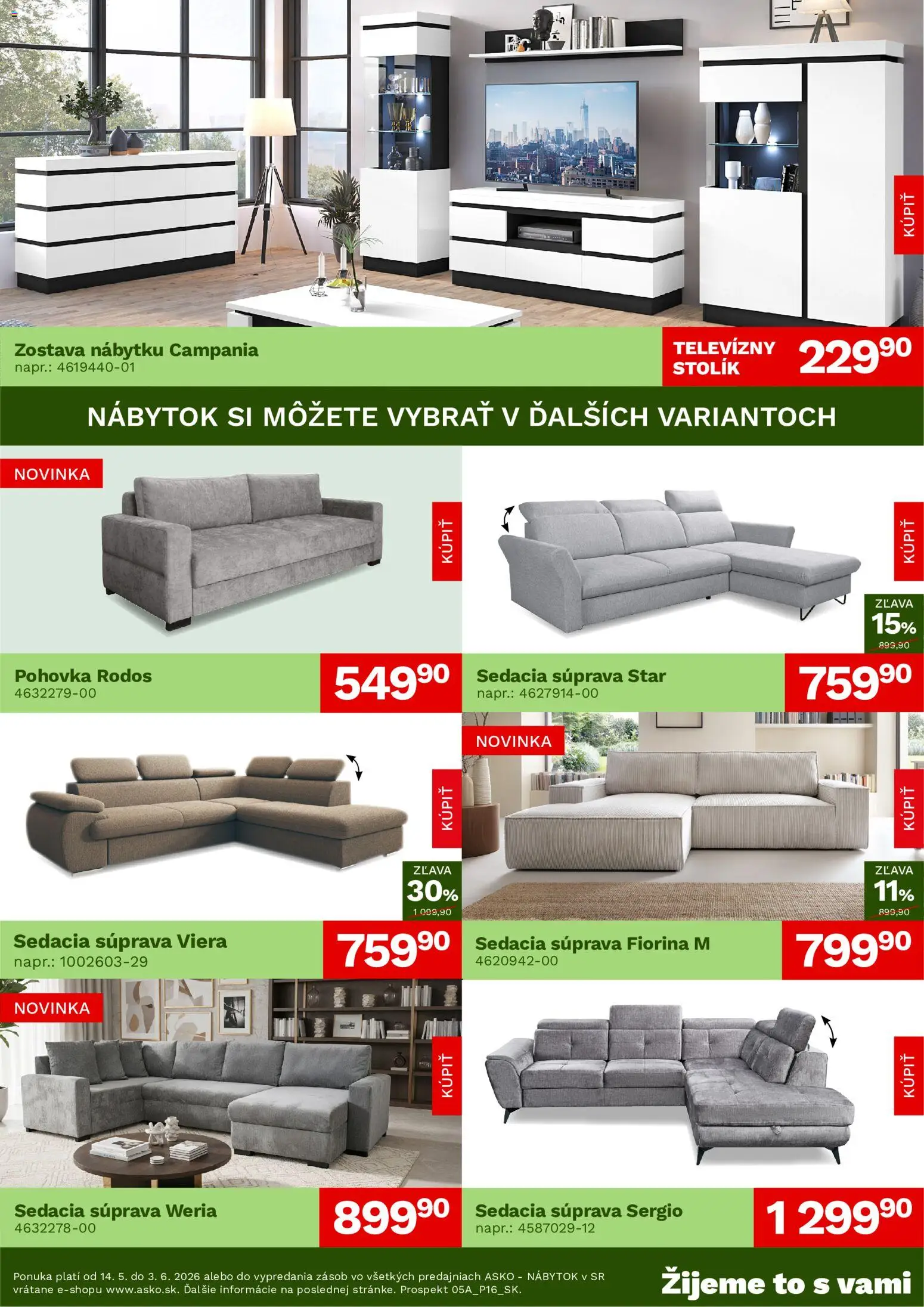 Nové ASKO nábytok akcie – leták je platný od 14.05.2026 | Strana: 2 | Produkty: Nábytok, Sedacia súprava, Pohovka