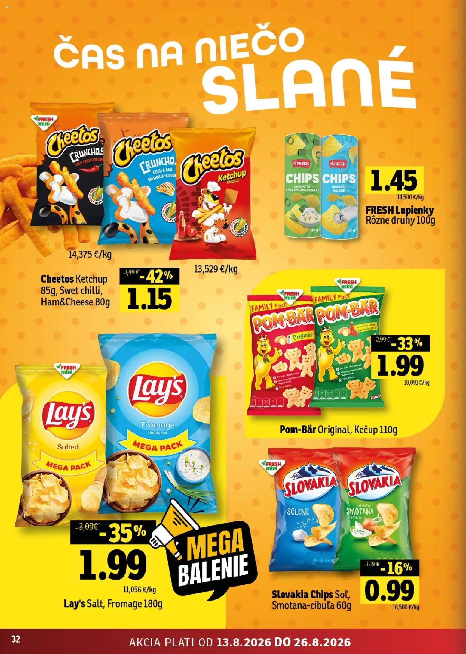 Nové Fresh akcie – leták je platný od 13.08.2026 | Strana: 32 | Produkty: Smotana, Kečup, Cibuľa