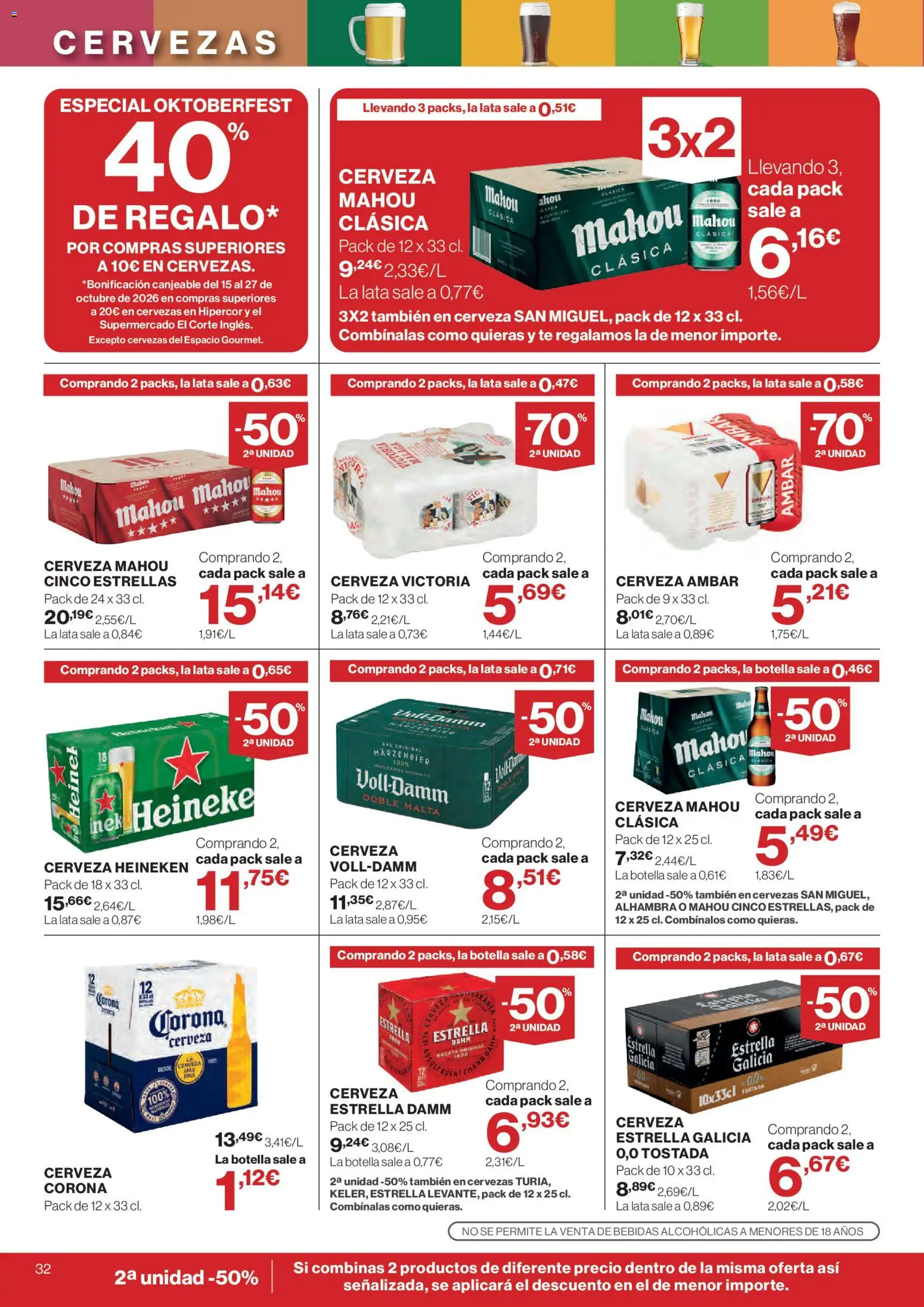 El Corte Inglés ofertas │ válido desde el 24/09/2026 | Página: 32 | Productos: Cerveza, Té, Bebidas, Heineken