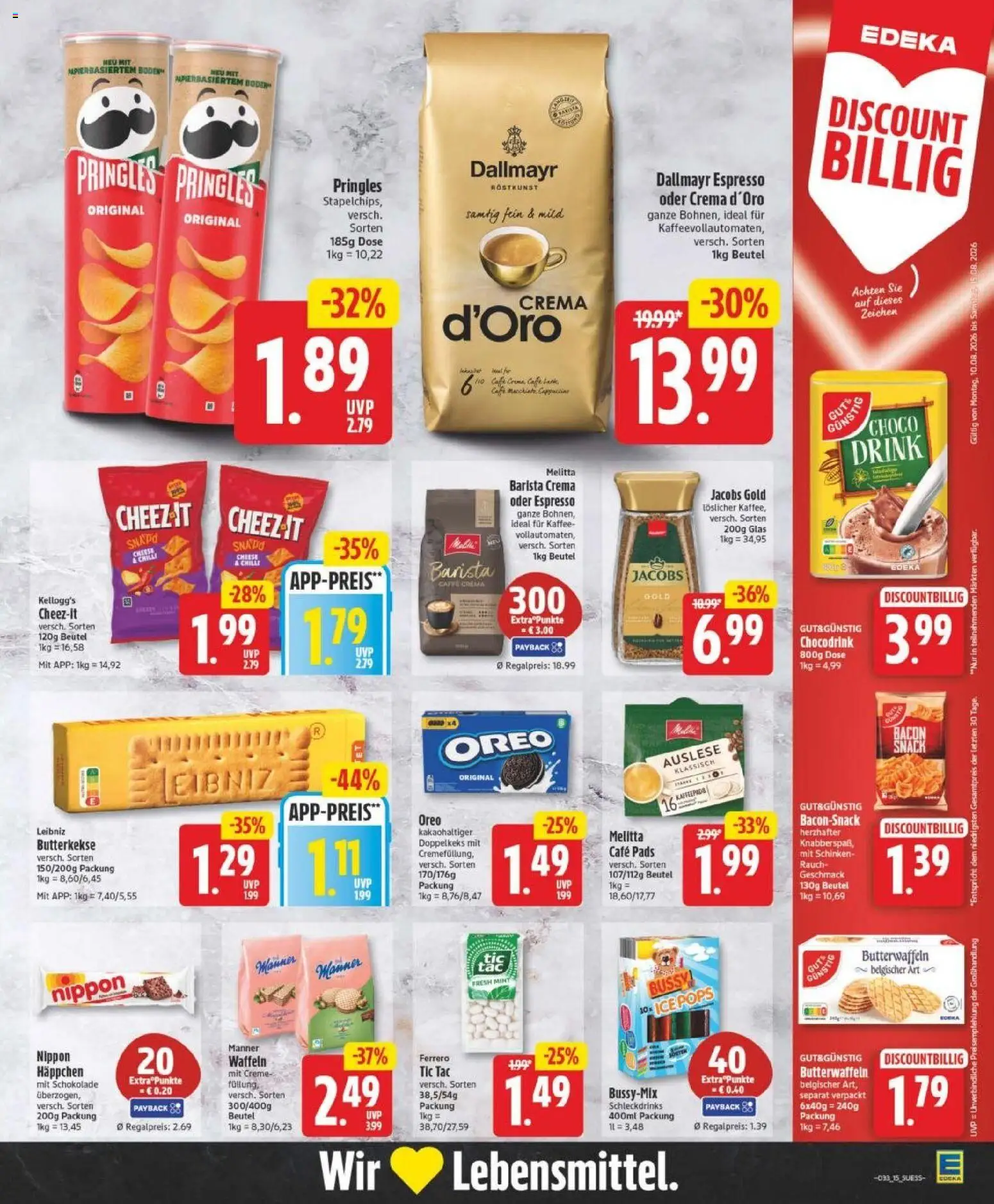 Edeka Prospekt Hannover – gültig ab 10.08.2026 | Seite: 15 | Produkte: Melitta, Kaffeepads, Kellogg's, Waffeln