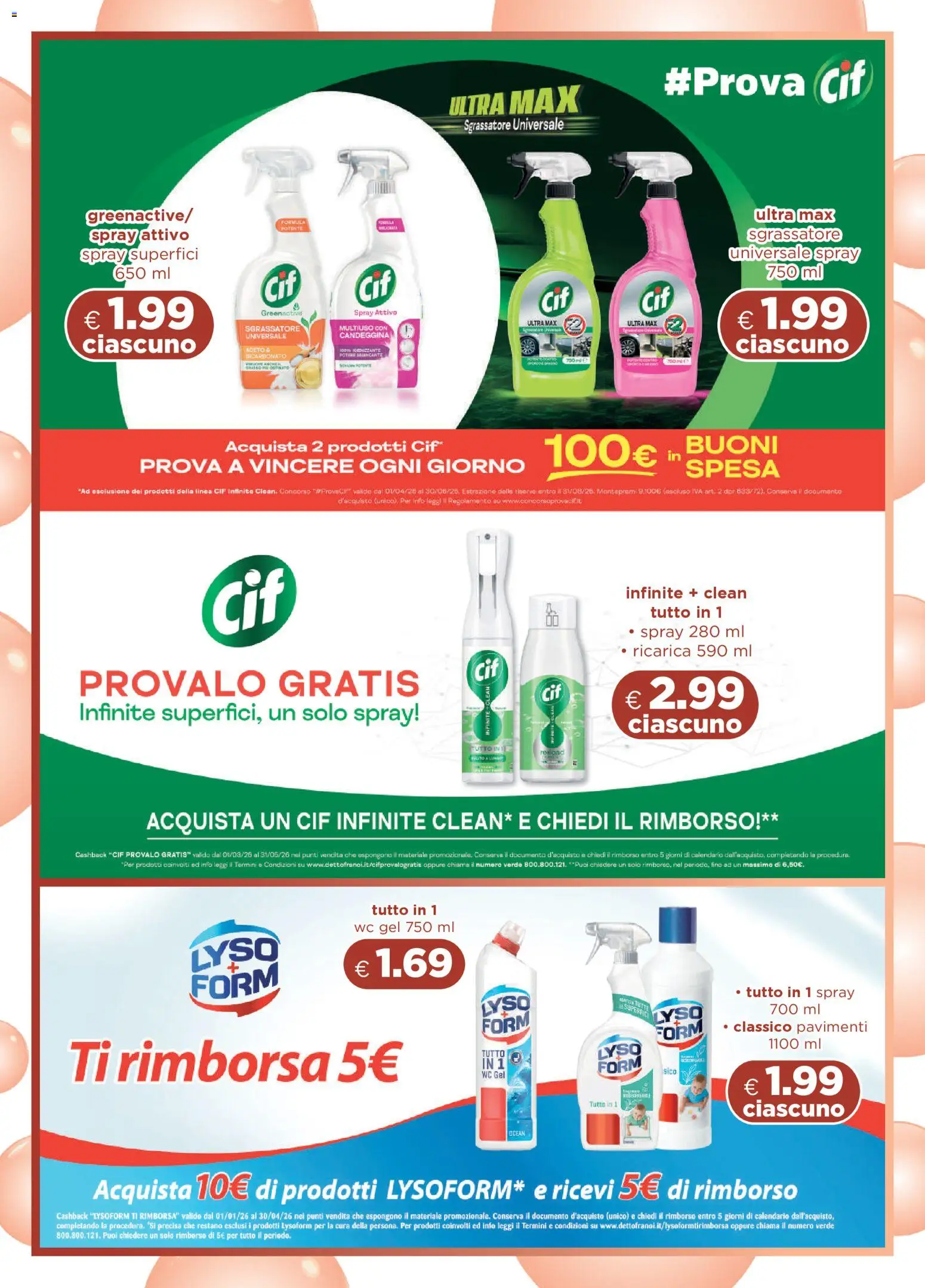 Volantino Acqua e Sapone del 05.04.2026 | Pagina: 5 | Prodotti: Candeggina, Bicarbonato, Sgrassatore, WC