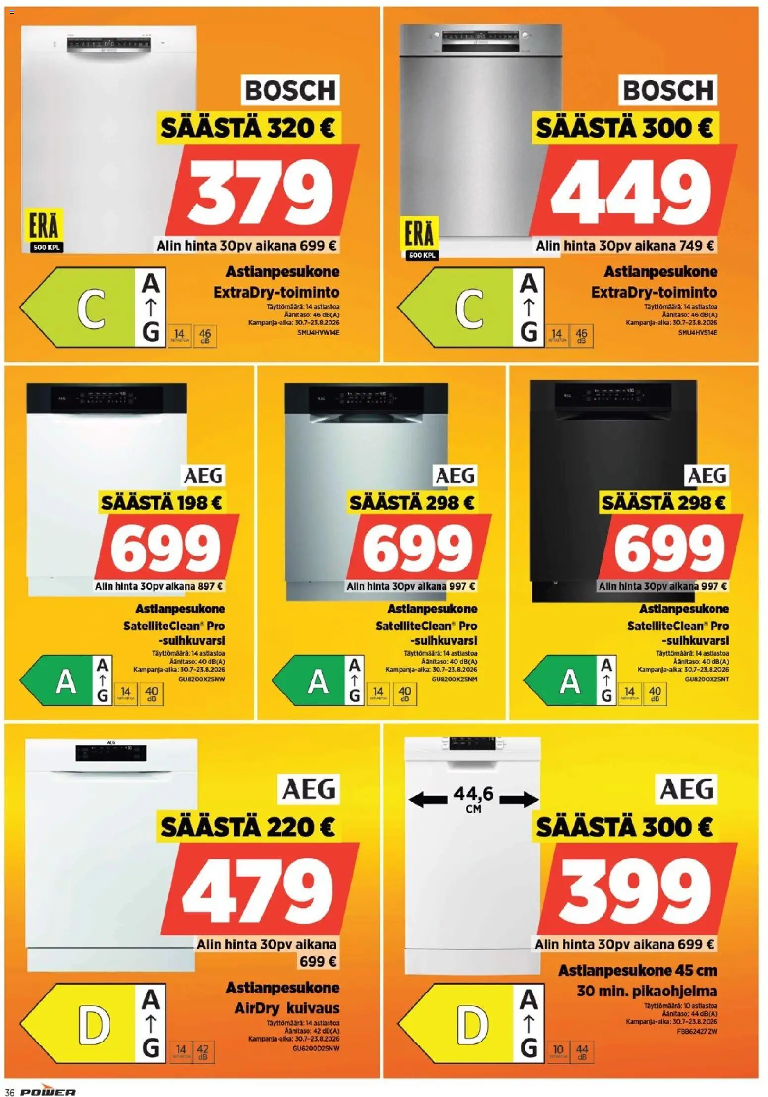 Power tarjoukset – voimassa 10/08/2026 alkaen | Sivu: 36 | Tuotteet: Astianpesukone