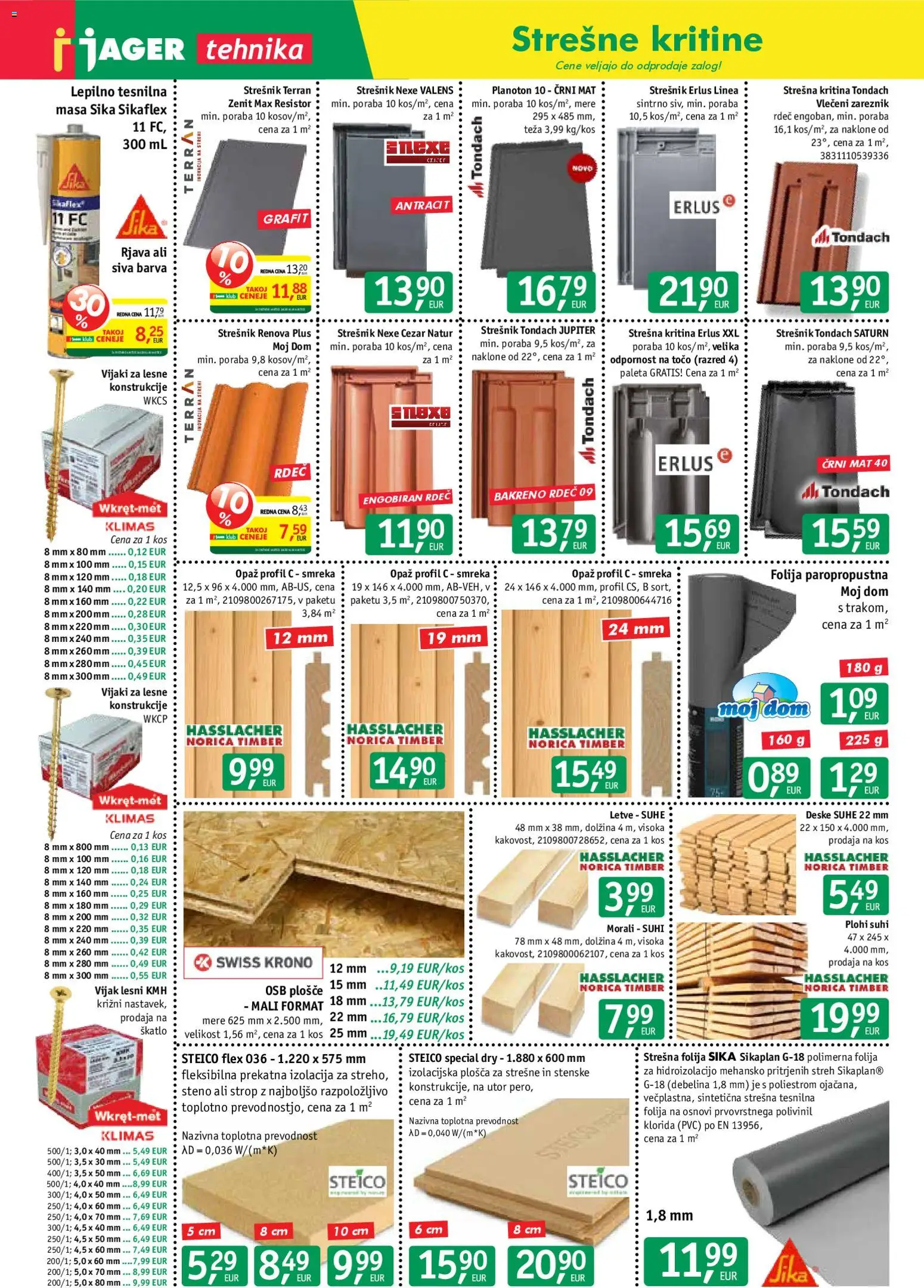 Novi Jager katalog ponudbe – veljaven od 29.07.2026 | Stran: 4 | Izdelki: Teza, Kos, Folija, Barva