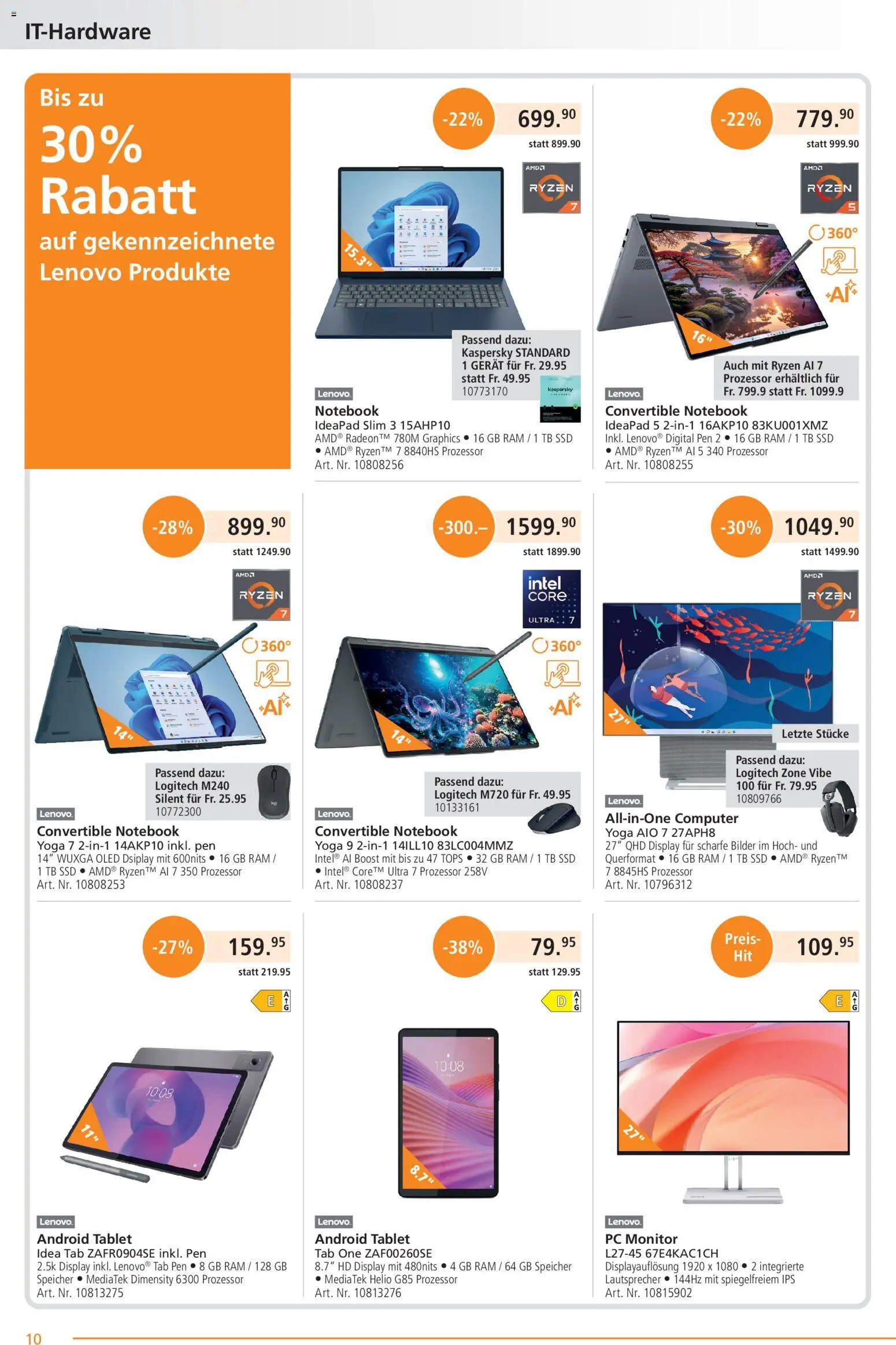Fust aktionen – gültig ab 01.05.2026 | Seite: 10 | Produkte: Notebook, Pc, Tablet, Lenovo