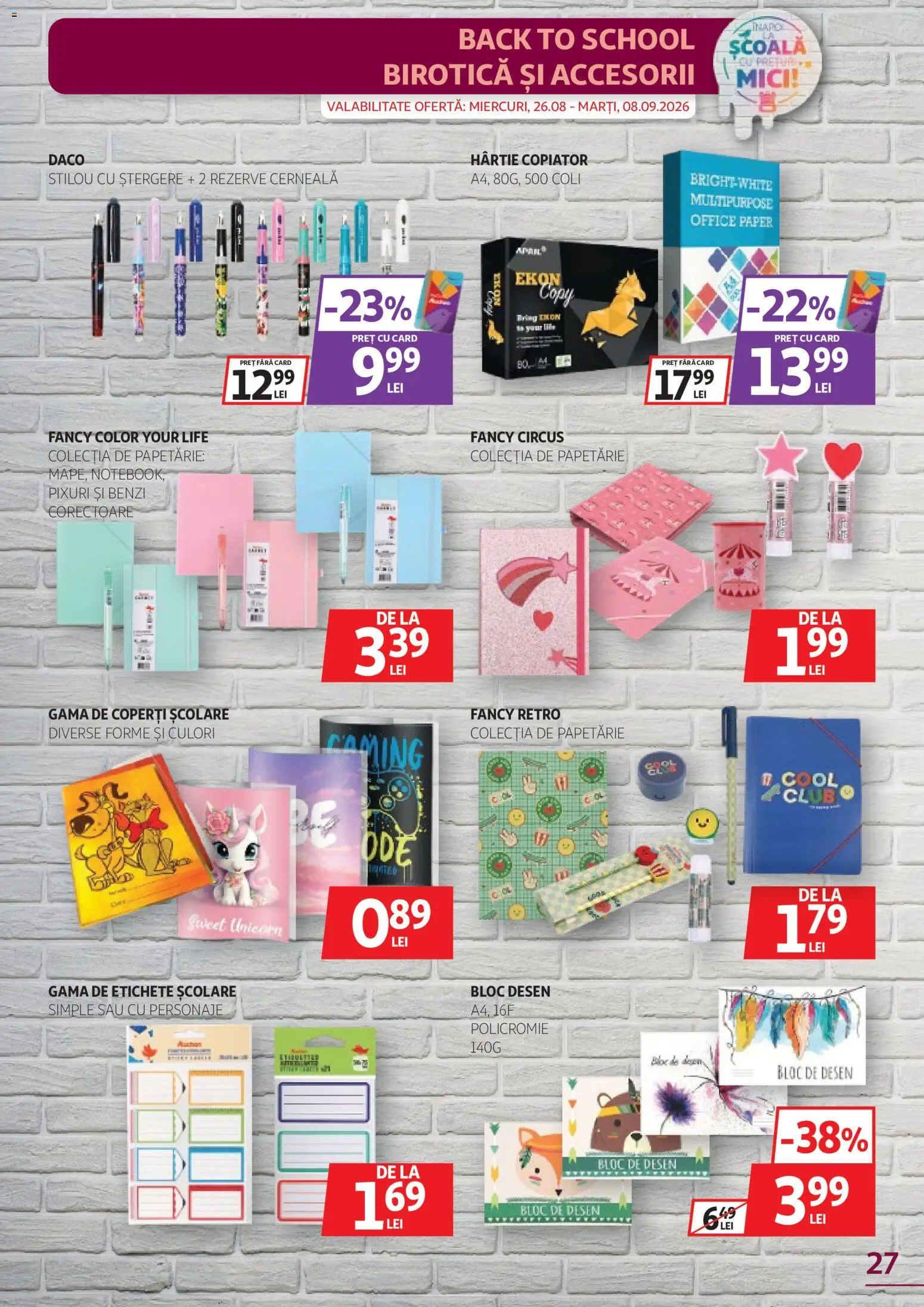 Noul catalog Auchan – valabil de la 26.08.2026 | Pagină: 27 | Produse: Mici, Unicorn
